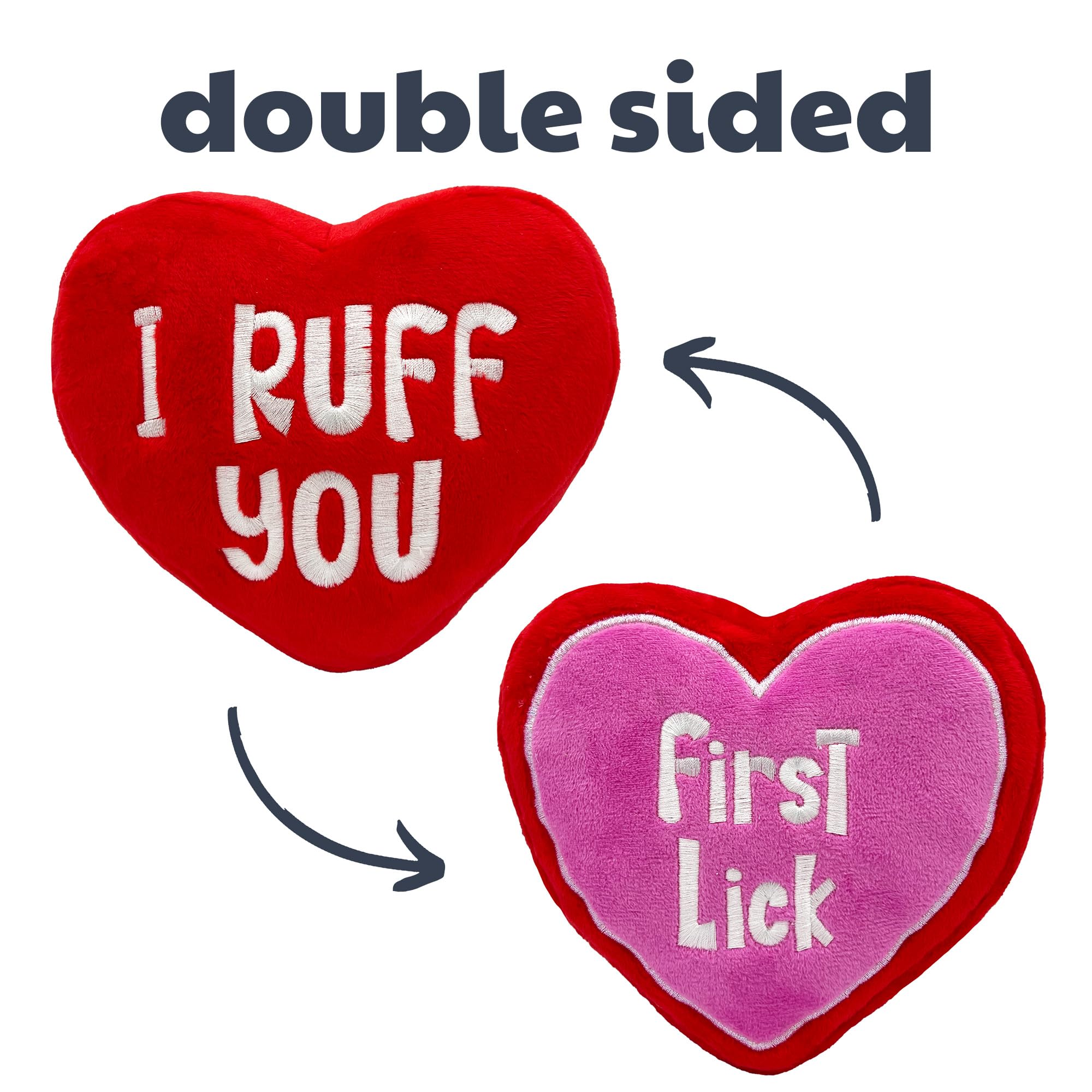Huxley & Kent For Dogs - First Lick Heart (Large) - Double Sided Valentine'S Day Power Plush Funny Dog Toy With Squeaker - Fun,