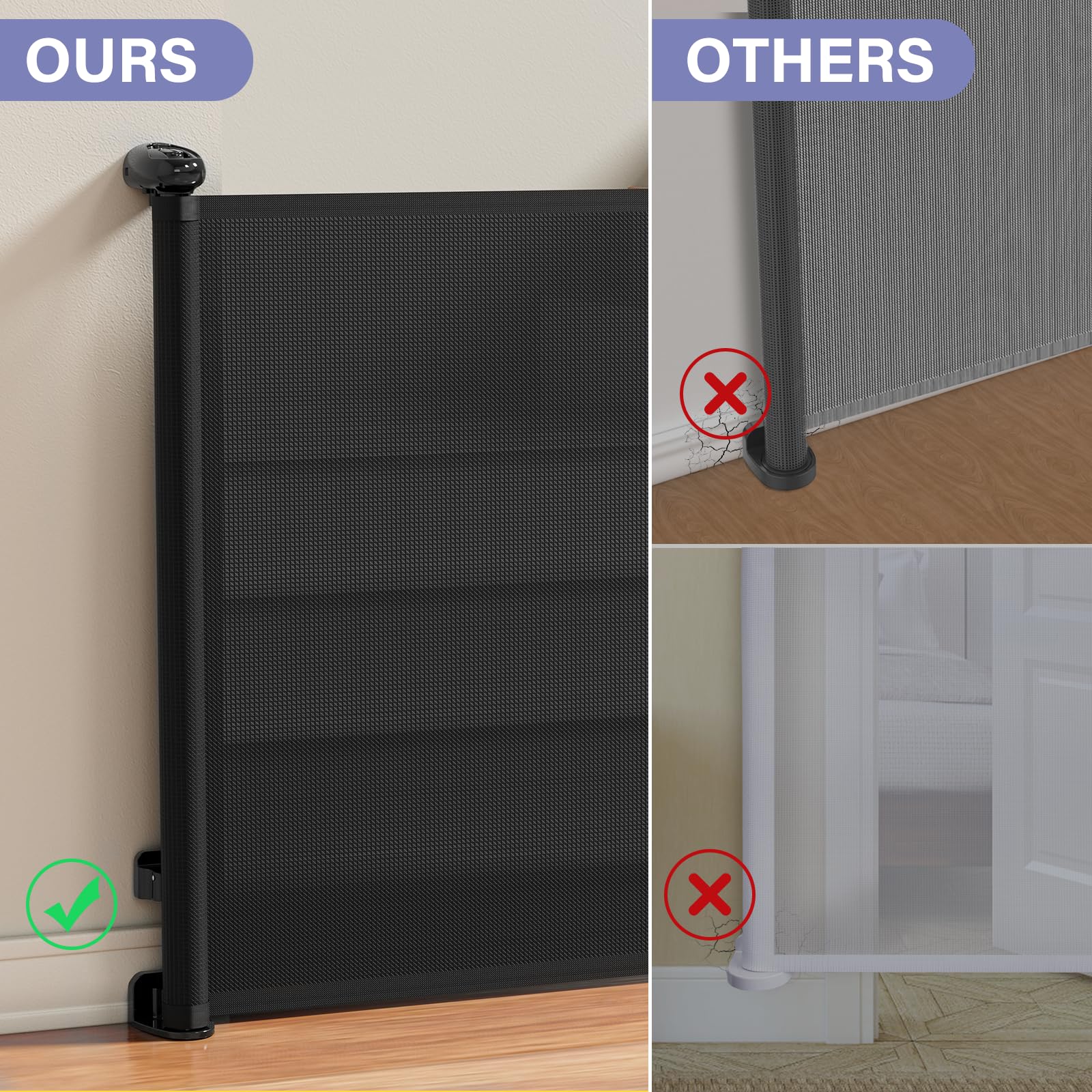 Probebi Retractable Baby & Dog Gate - Extra Wide (54' W X 34' H), Ideal For Stairs, Hallways, Doorways, Deck & Porch