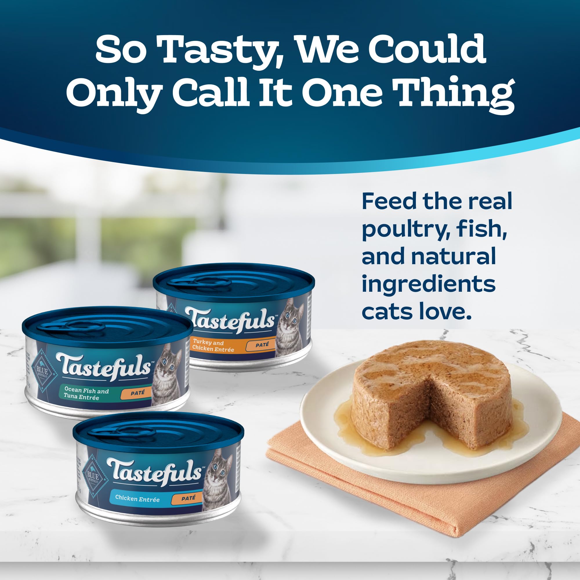 Blue Buffalo Tastefuls Wet Cat Food Pat   Variety Pack, Made with Natural Ingredients, Chicken, Turkey & Chicken, Ocean Fish & T
