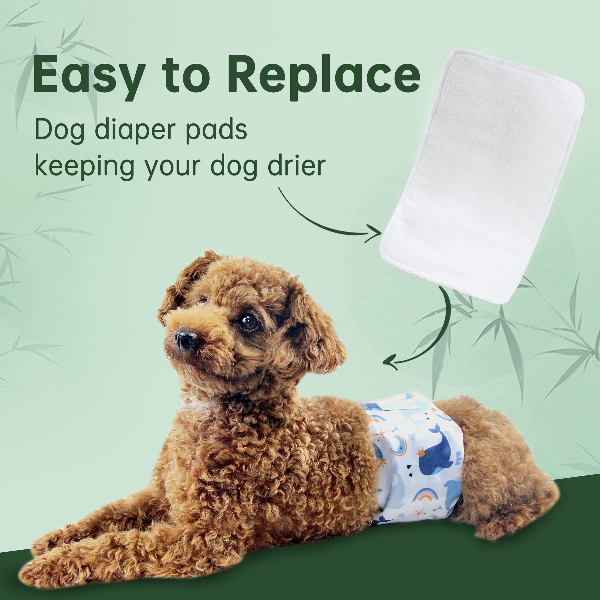 Wegreeco Dog Diaper Pads - Medium Female, 10 Pack, Microfiber & Fleece, Model WE-DPF-02