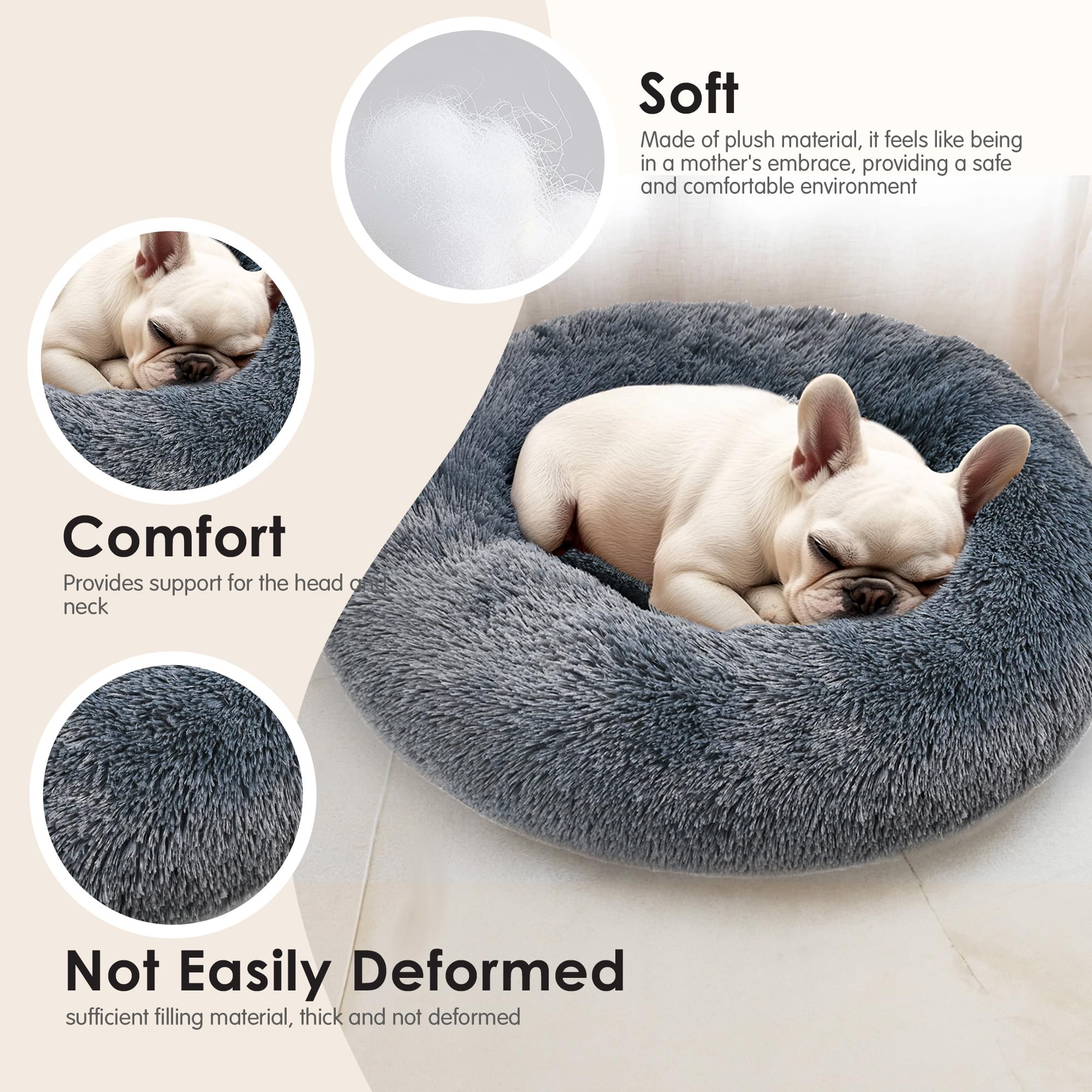 Dog Beds Large Sized Dog And Cats, 32In Pet Beds For Large Pet, Washable Indestructible Extra Large (Dark Grey)