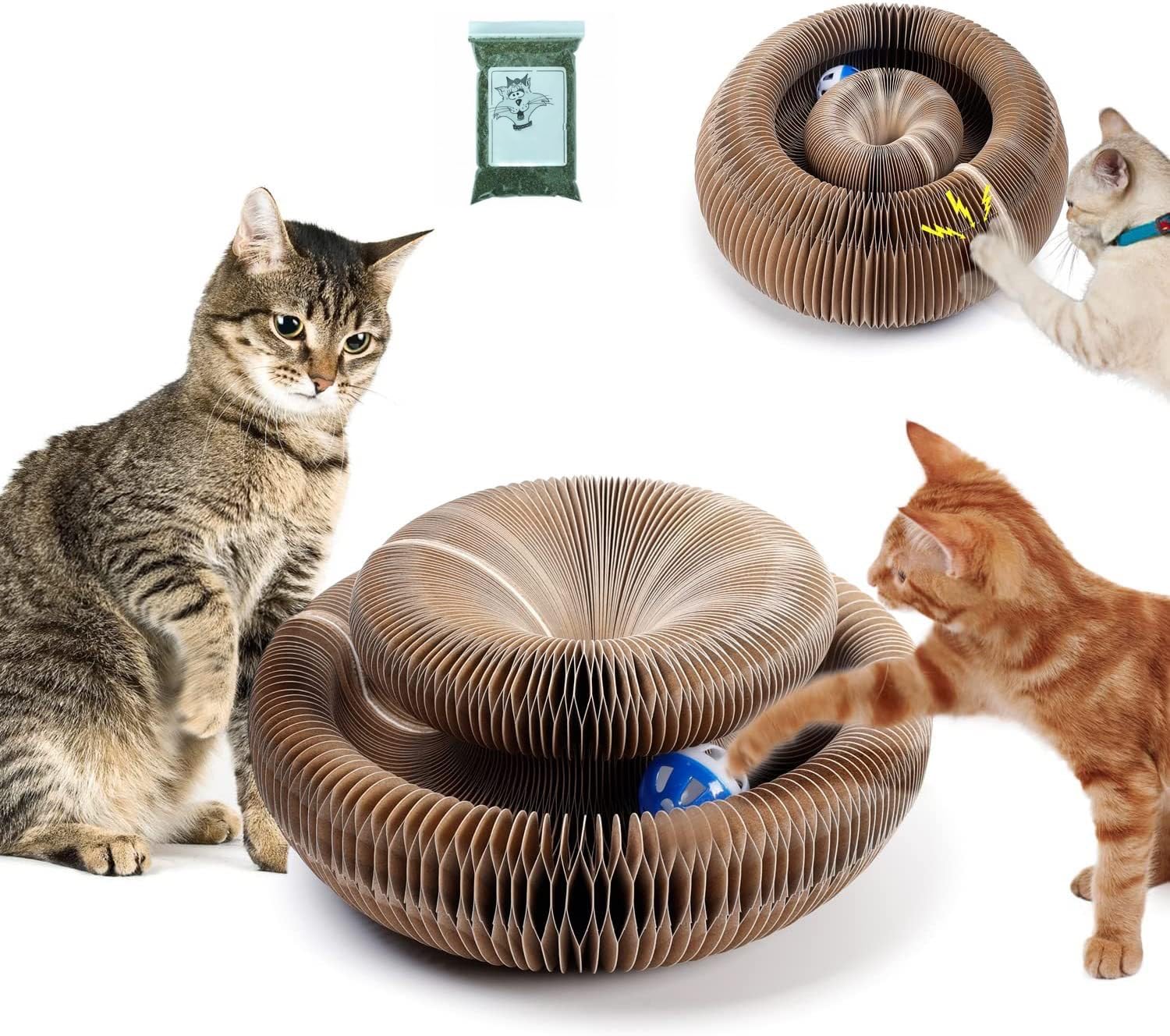 Pawlites Cat Interactive Toy Scratch Pad Toy Bell Ball, Cat Scratching Cardboard For Indoor Cats/Kitten  Cat Fun Mental Physica