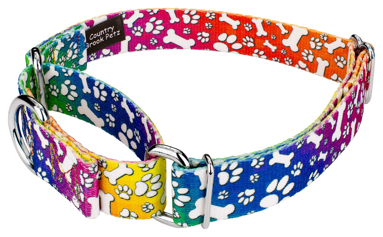Country Brook Petz - Trippy Doggo Martingale Dog Collar - Groovy Collection Featuring Far Out Designs (1 Inch, Large)