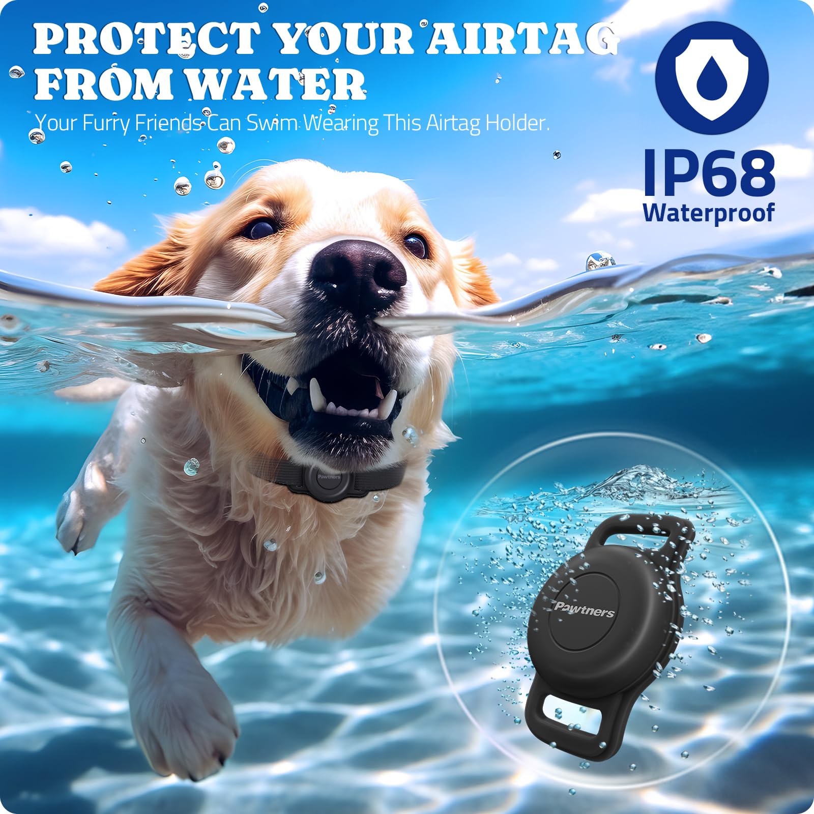 Waterproof Airtag Dog Collar Holder: 2 Pack Soft Silicone Air Tag Holder For Pet Dogs Cats Collar, Ipx8 Waterproof Airtag Dog Tr