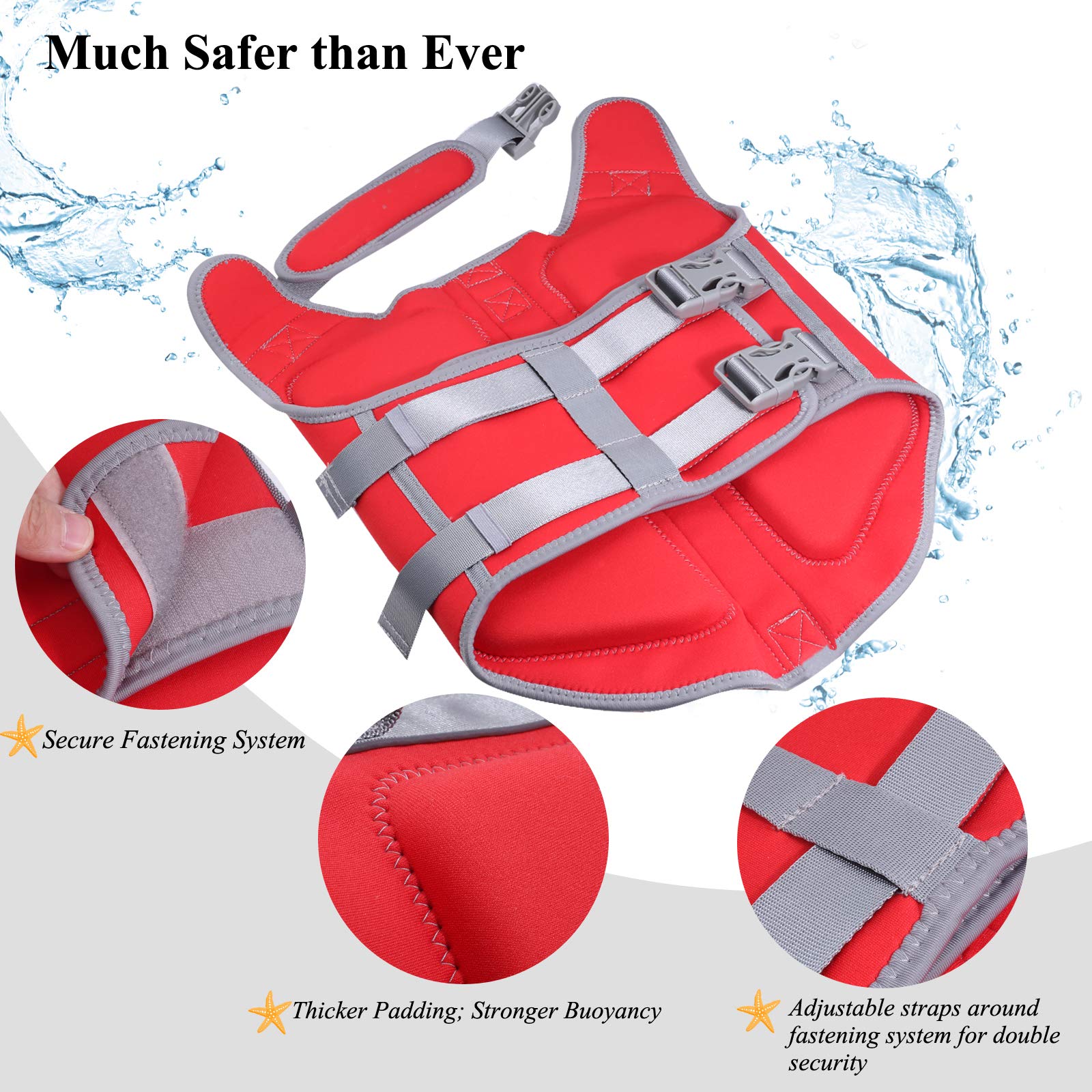 Vivaglory Dog Life Jacket, Dog Life Vest For Swimming & Boating, Neoprene, Red, Xlarge
