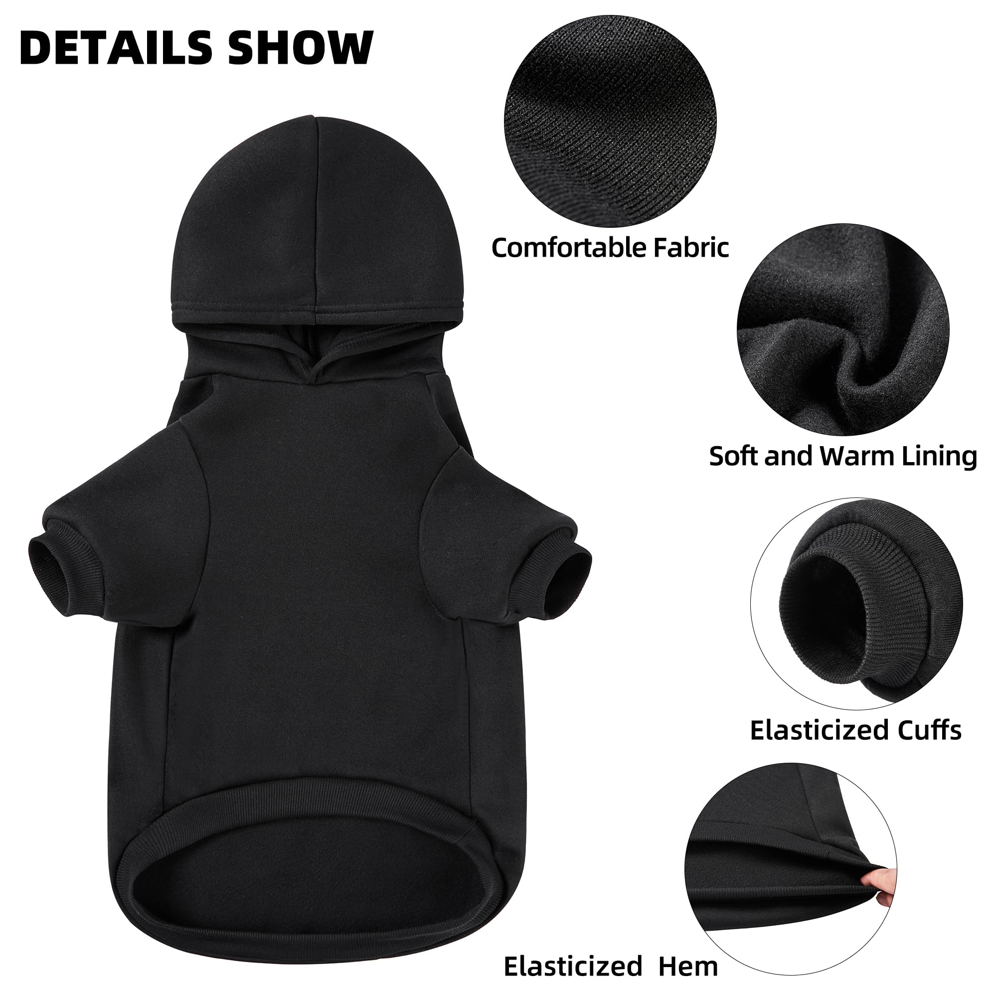 Greenjoy Dog Sweater Dog Hoodie Cold Weather Dog Coat Hooded Sweatshirt For Puppies,Cats, Small Medium Large Dogs (X-Large, Blac