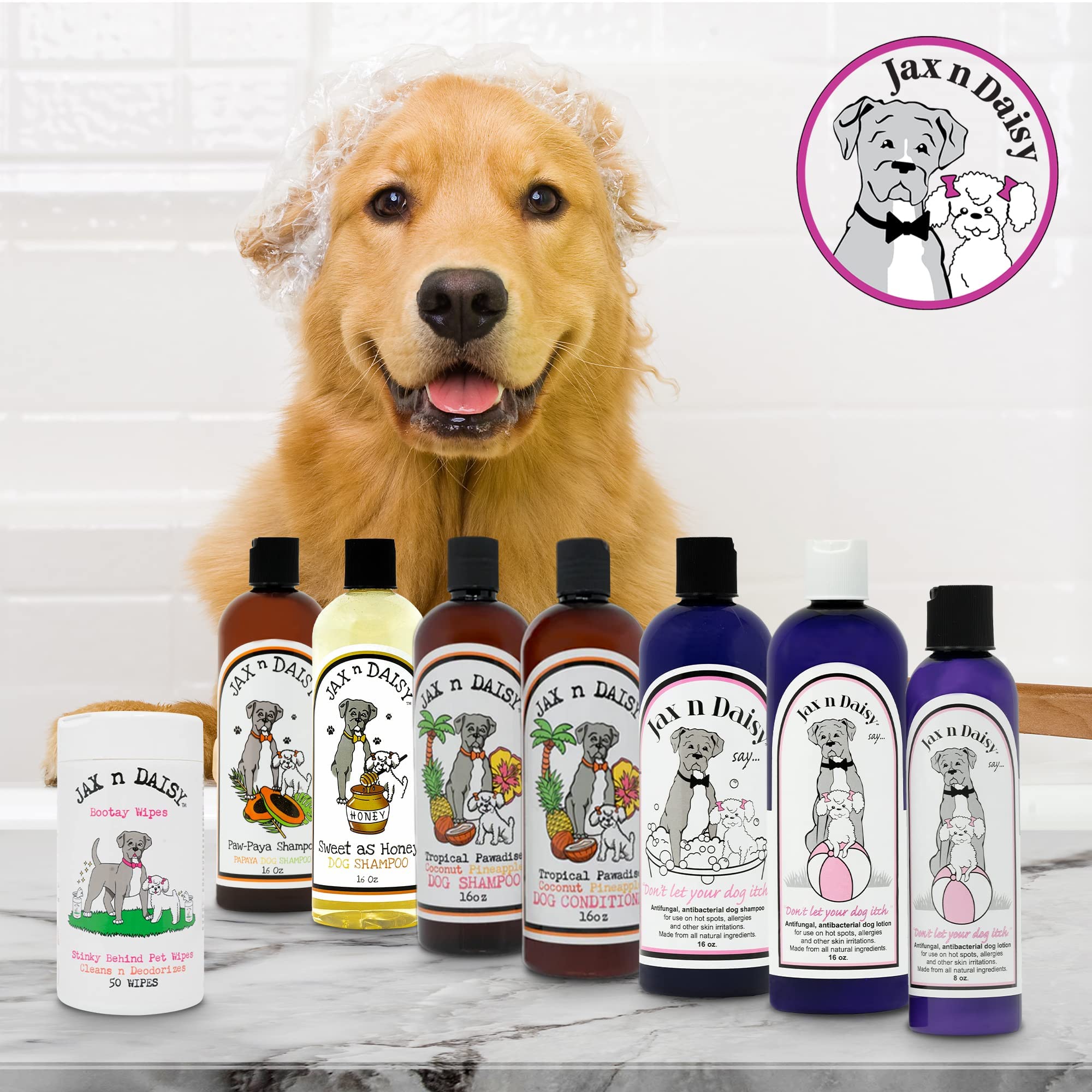 Jax N Daisy Dog Shampoo - Gentle Allergy Relief for Dogs - Eliminates Odors & Fleas - Soothes Itchy Skin - Perfect for Puppies!