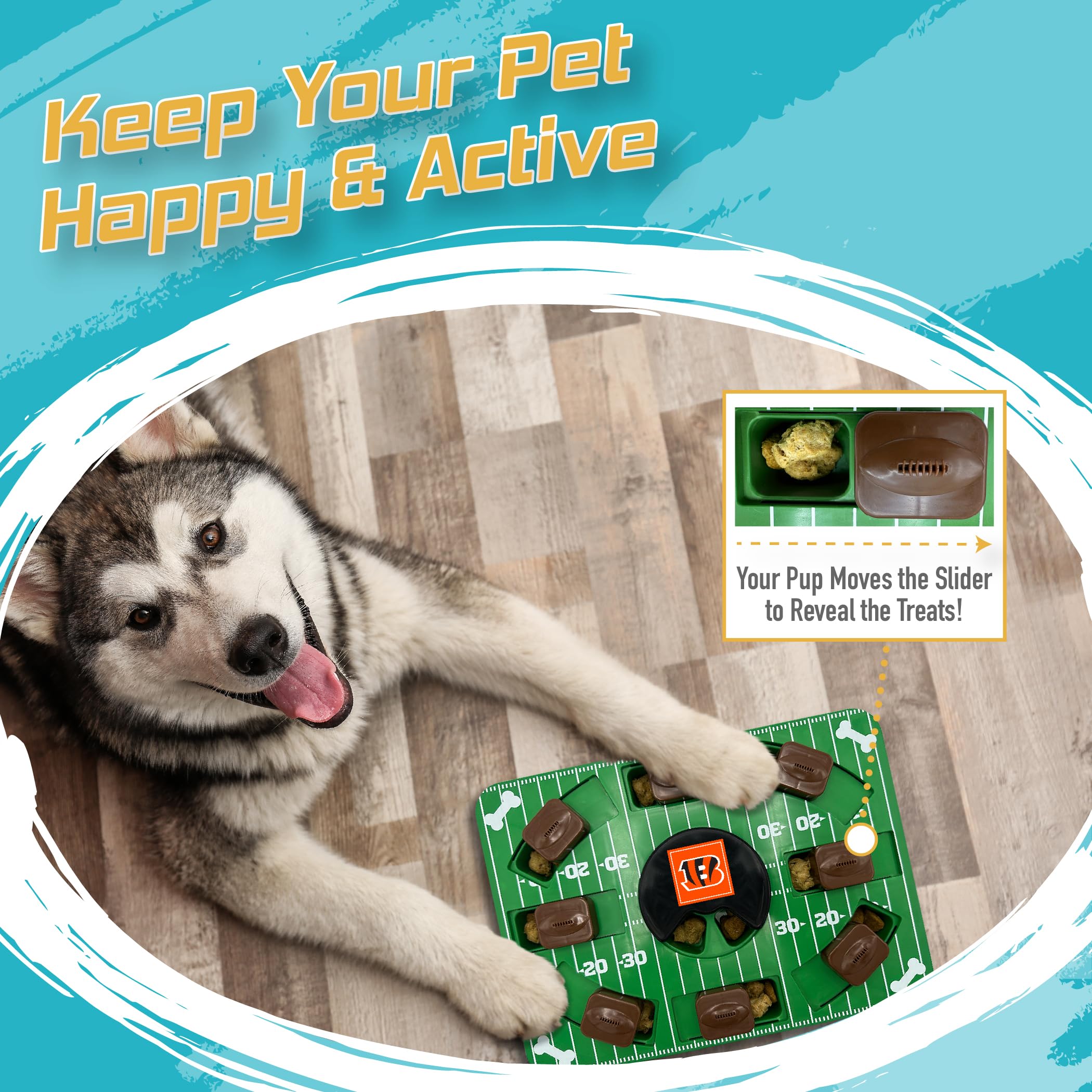 Pets First Nfl Cincinnati Bengals Puzzle Toy, Puzzle Treat Dog Toy, Interactive Dog Treat Toy, Dog Puzzle