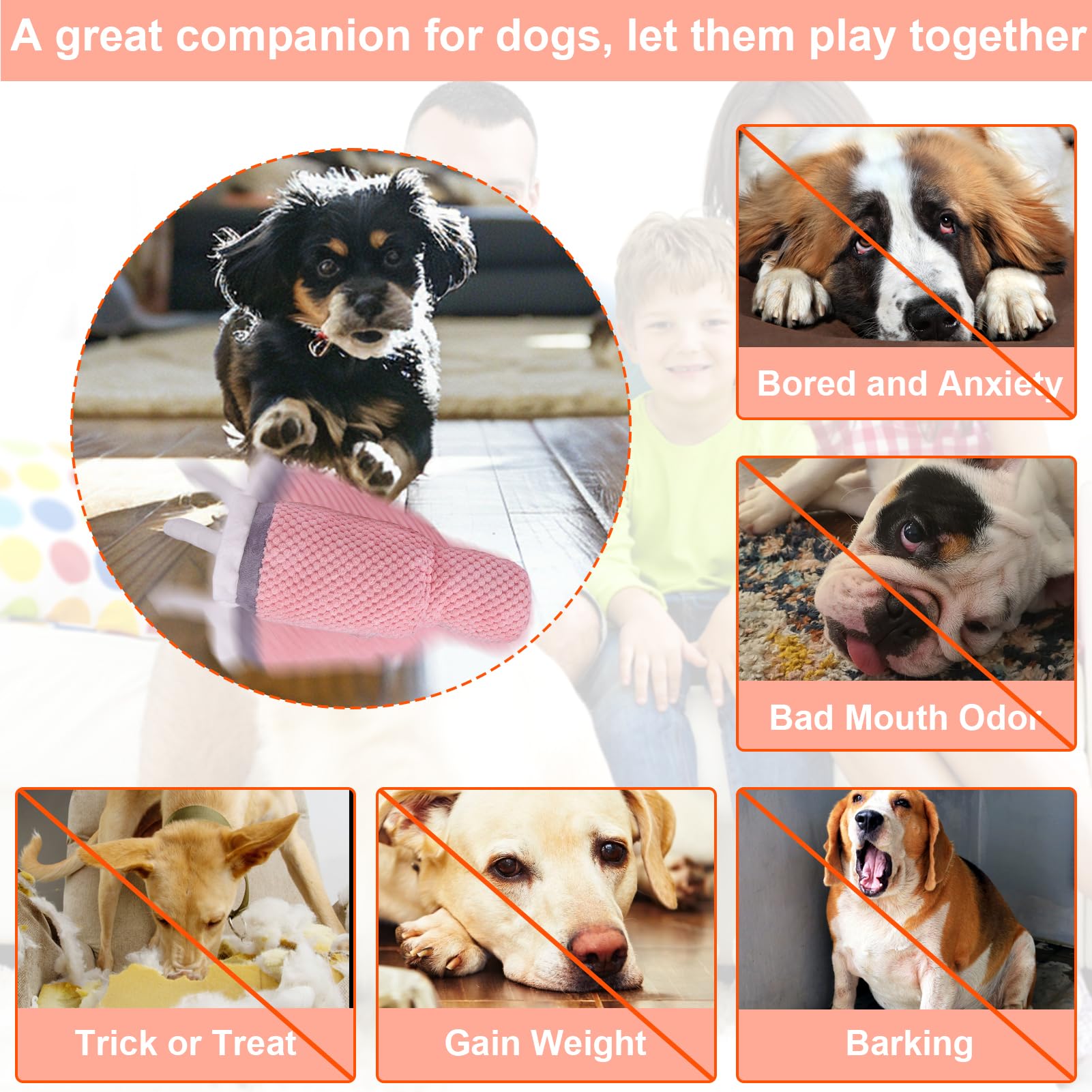 Mity rain 2 in 1 Interactive Dog Toys, Tumbler Dog Toys to Keep Them Busy, Plush Squeaky Dog Toys with Interactive Dog Ball Jump