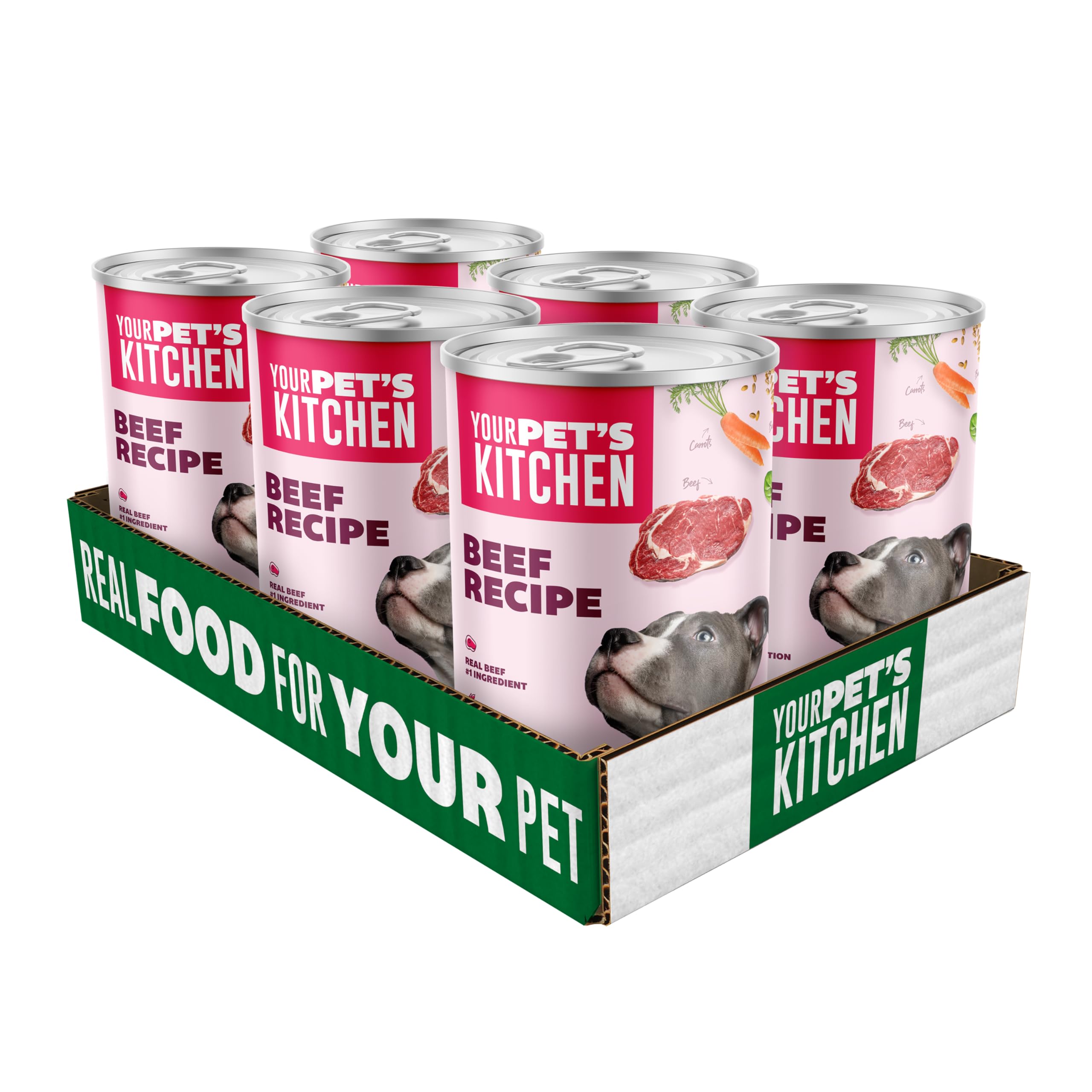 Your PET S Kitchen Wet Dog Food, Beef Recipe - 13.2 oz Cans (Pack of 6), Made in The USA with Real Beef