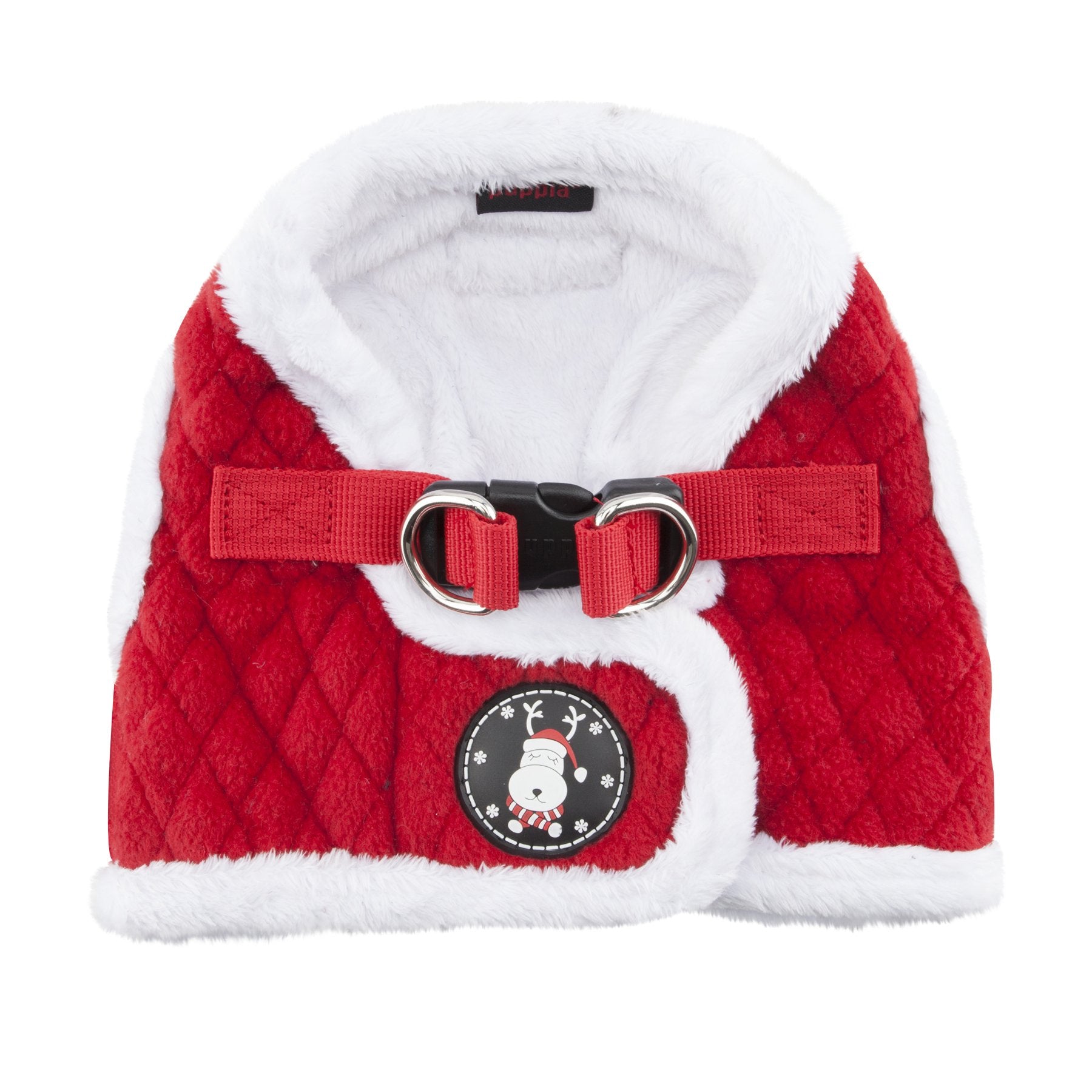 Puppia Blitzen Vest Dog Harness Step-In Warm Winter Christmas Holiday Harness For Small And Medium Dog, Red, Large