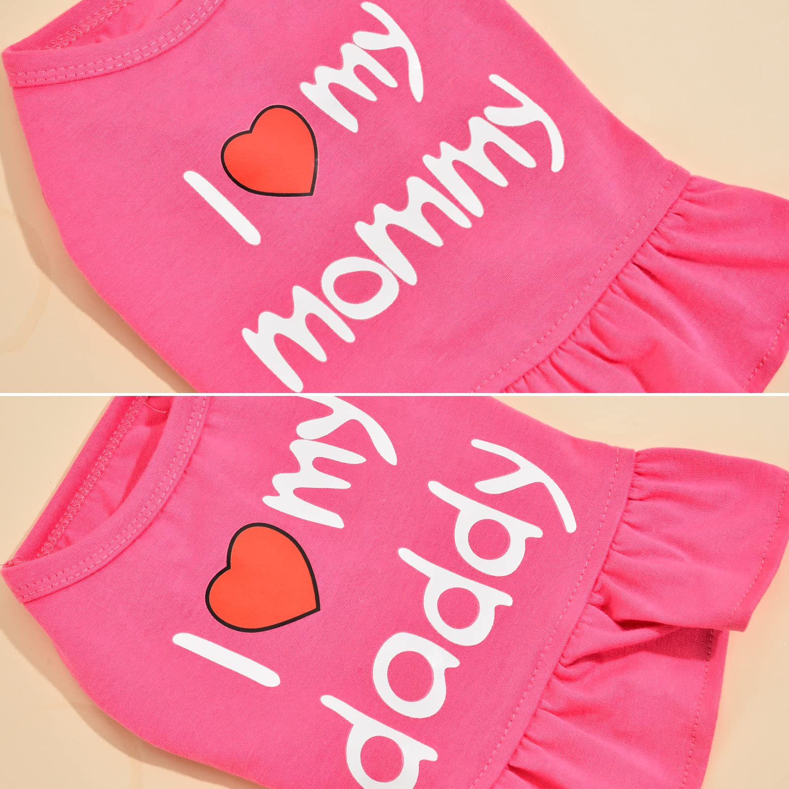 Small Dog Dresses Female, 2 Pack I Love My Mommy Daddy Dog Dress Female Puppy Clothes For Small Dog Girl, Female Dog Clothes Small Dog Clothes Female Dog Dresses For Small Dogs Girl (Xs, Hot Pink)