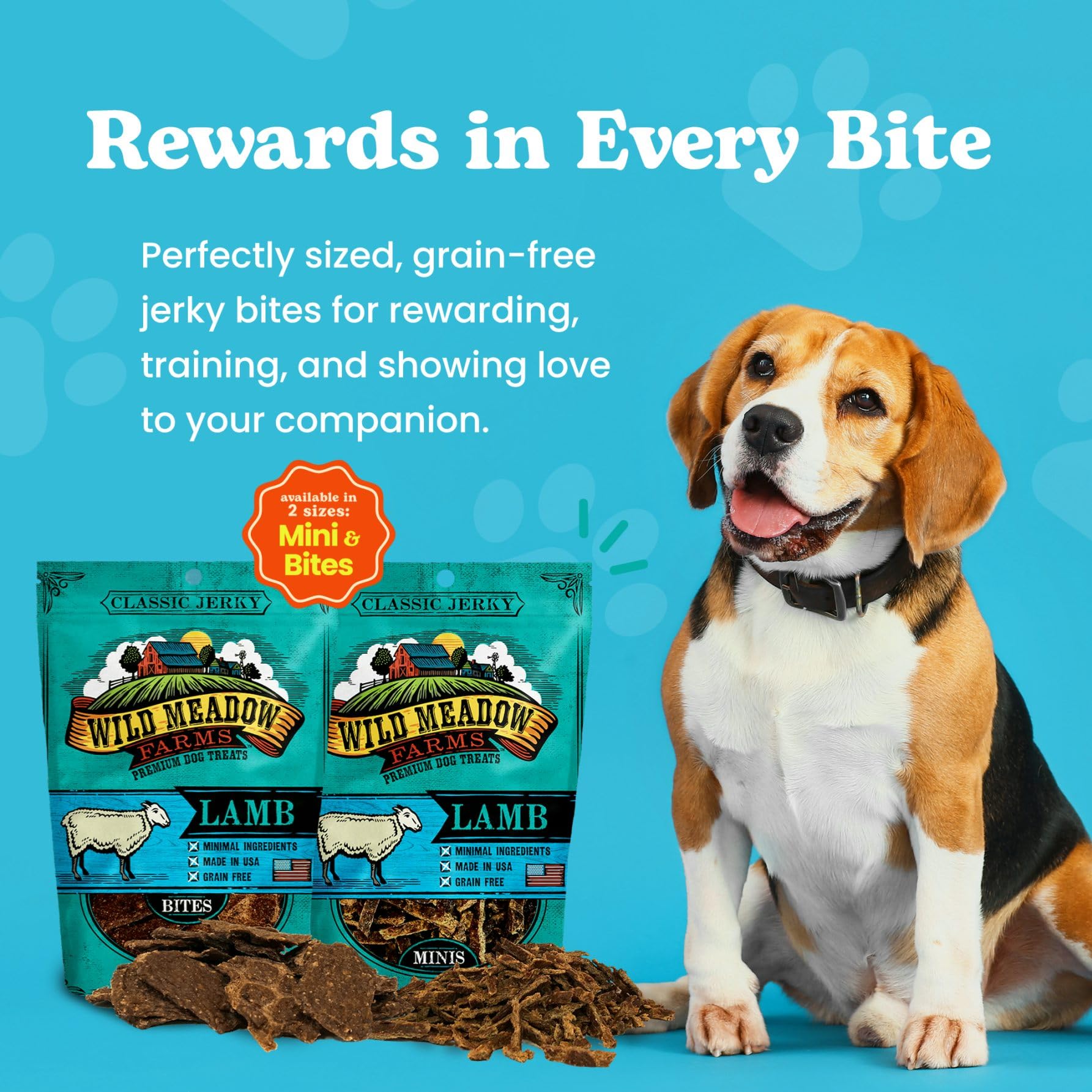 Wild Meadow Farms - Classic Lamb Bites, Soft Jerky Treats for Dogs, Grain-Free & All-Natural, Ideal for Training, Portioning, an