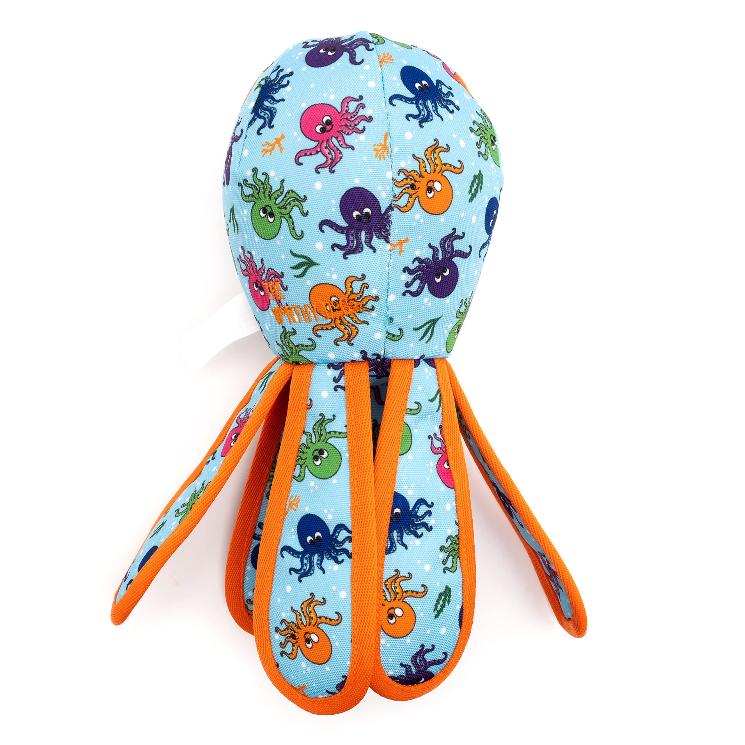 The Worthy Dog Otis Octopus Durable Chew-Resistant Squeaky Dog Toy - Soft And Safe For Indoor Play, Tough Enough For Outdoor Fun - Blue Small