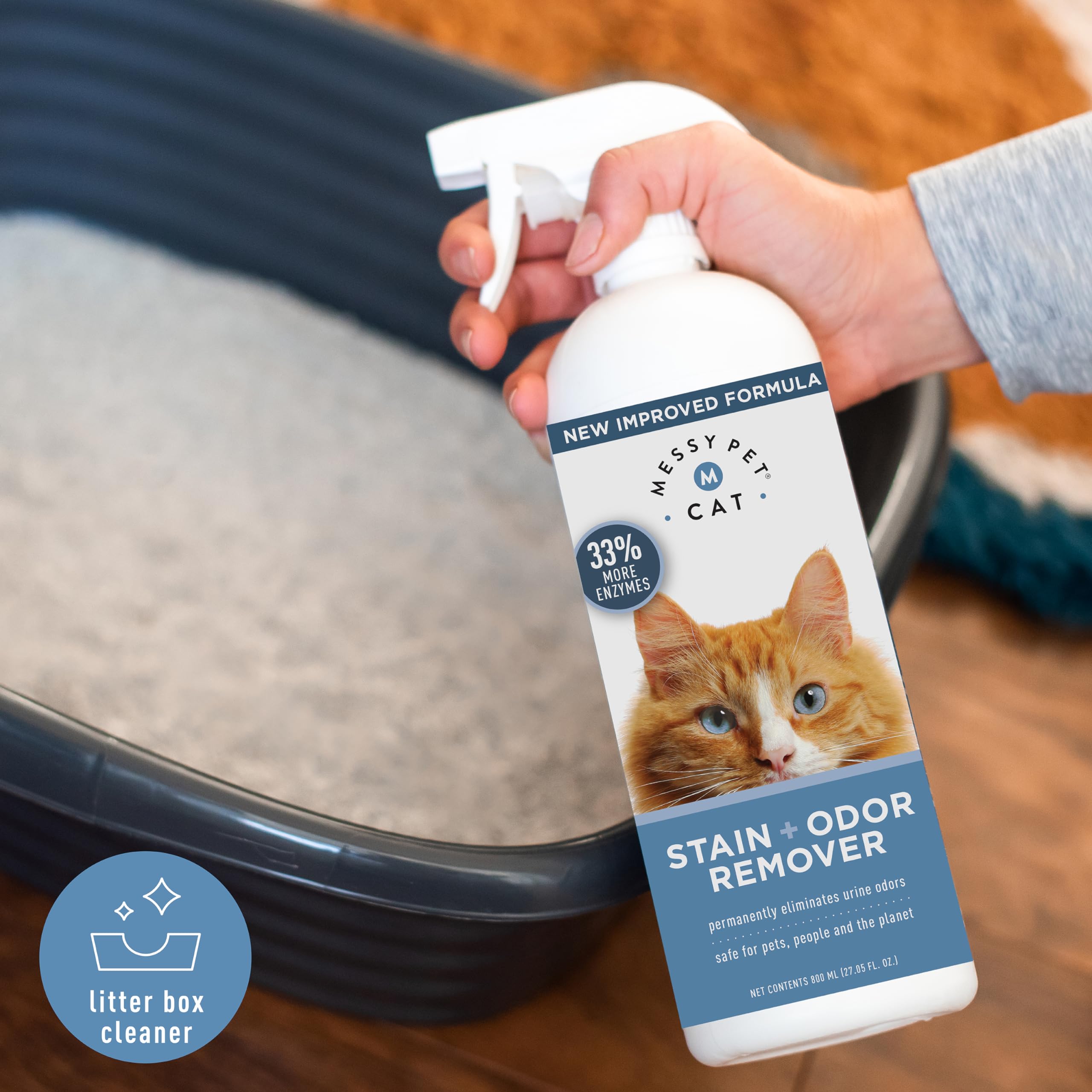 Messy Pet Cat Stain And Odor Remover Spray Bottle 27.05 Fl Oz