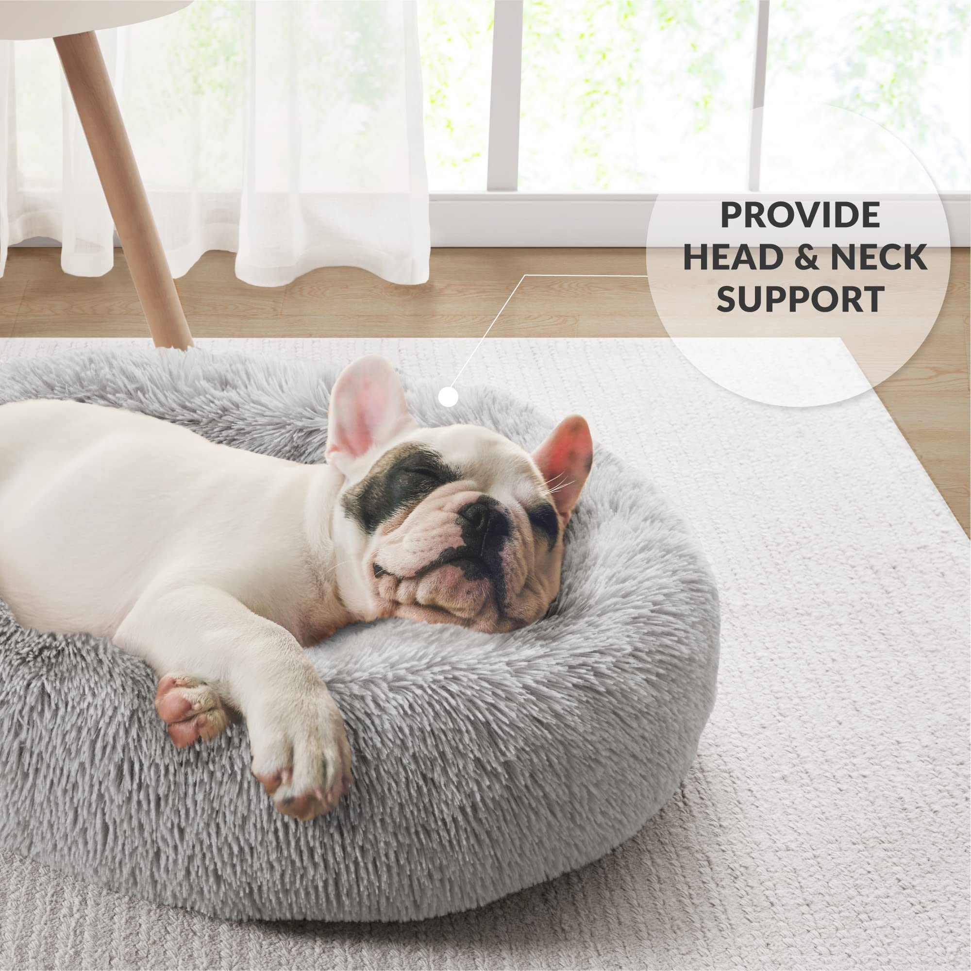 Friends Forever Serena Donut Memory Foam Orthopedic Dog Bed, Soft Faux Fur Oval Cat Couch For Indoor Pet, Fluffy Calming Plush S