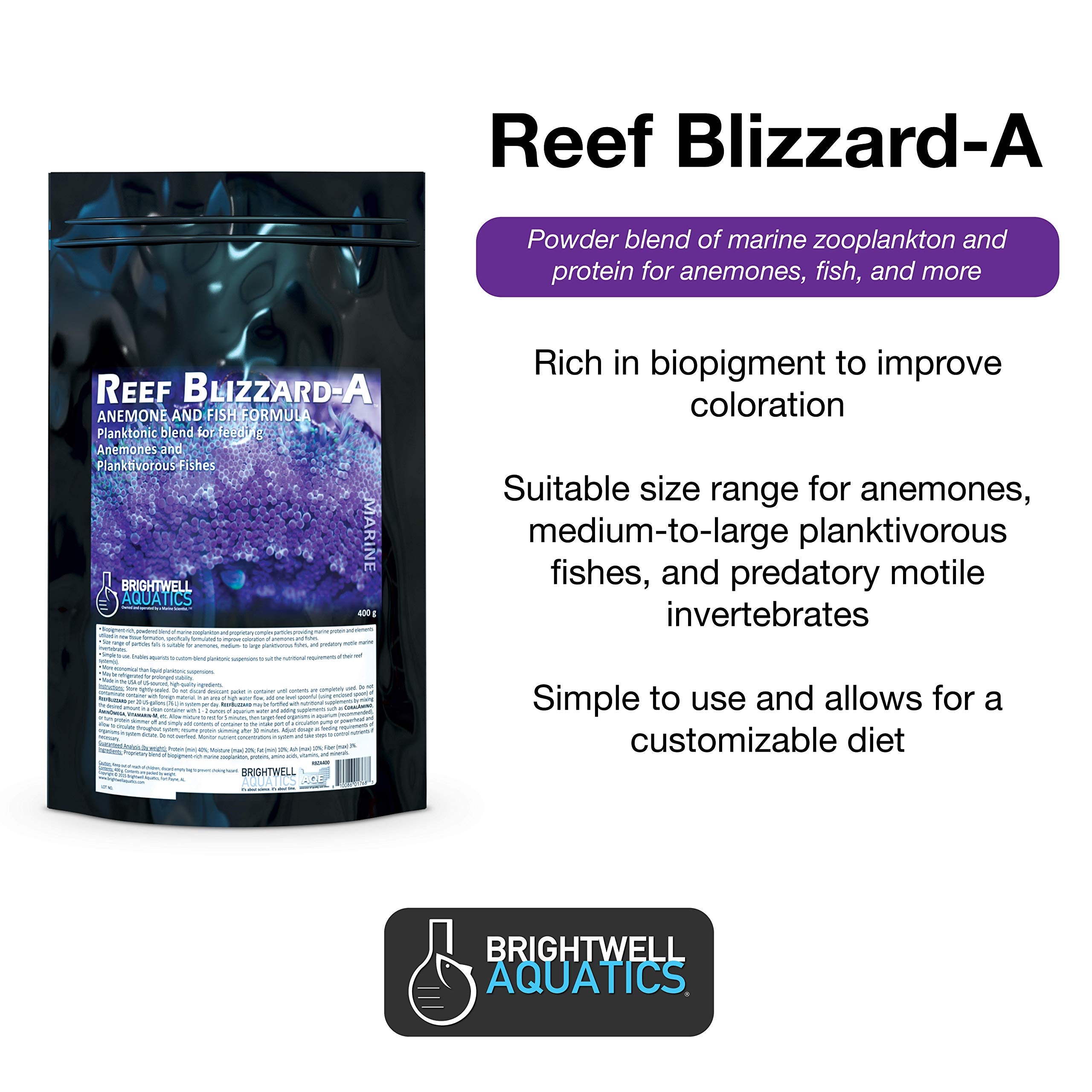 Brightwell Aquatics Reef Blizzard-A Planktonic Food for Anemones & Fish, 50g, 1.7 oz, Model RBZA50