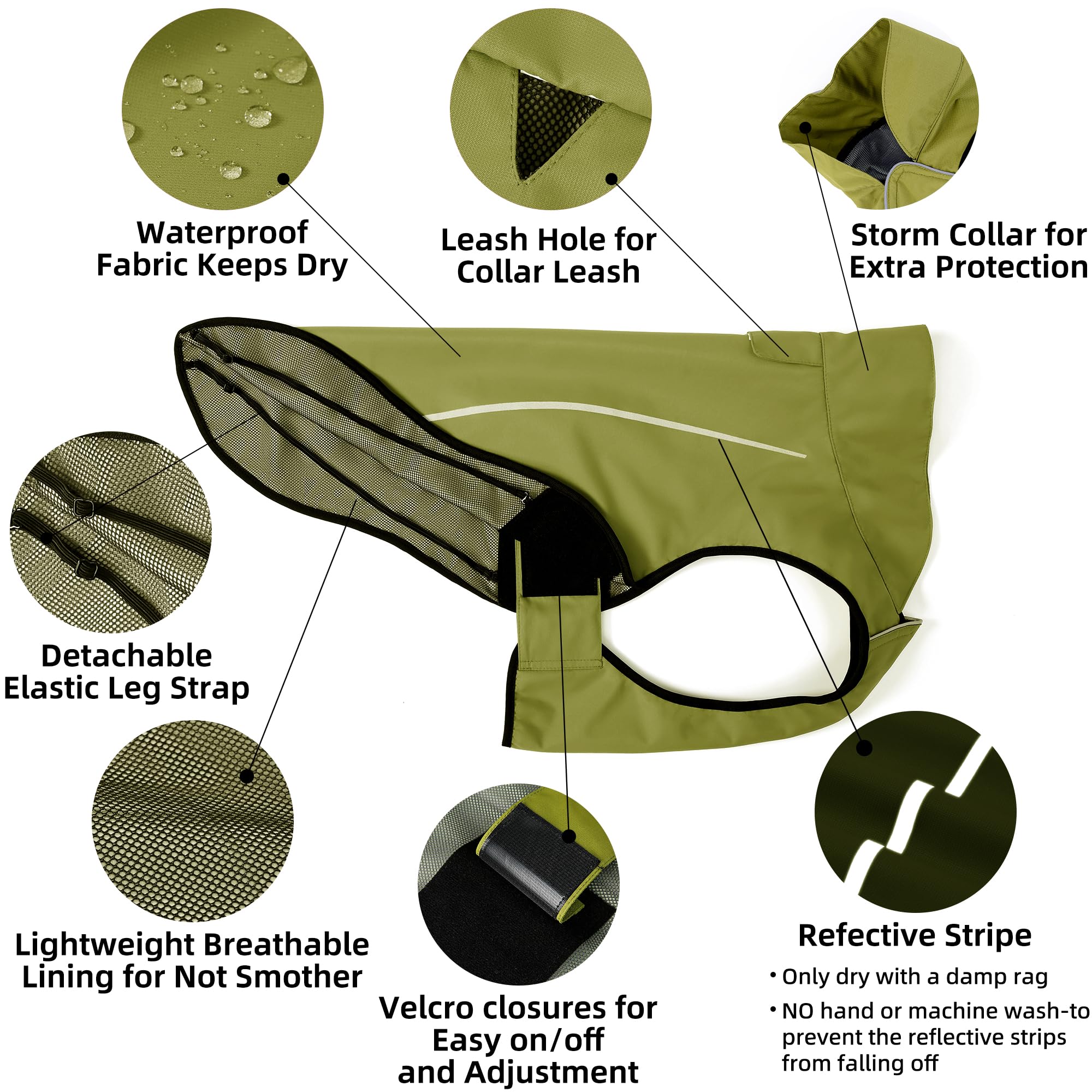 Mile High Life | Dog Raincoat | Adjustable Water Proof Pet Clothes | Lightweight Rain Jacket With Reflective Strip | Easy Step In Closure,New Lime Yellow,Small