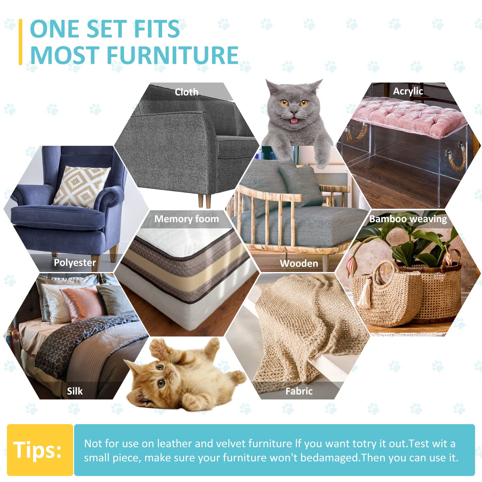 Happyfreesx Anti Cat Scratch Furniture Protector From Cats, 11 Pcs Sticky Paws, Corner Couch Protector For Cats, Cat Scratch Det