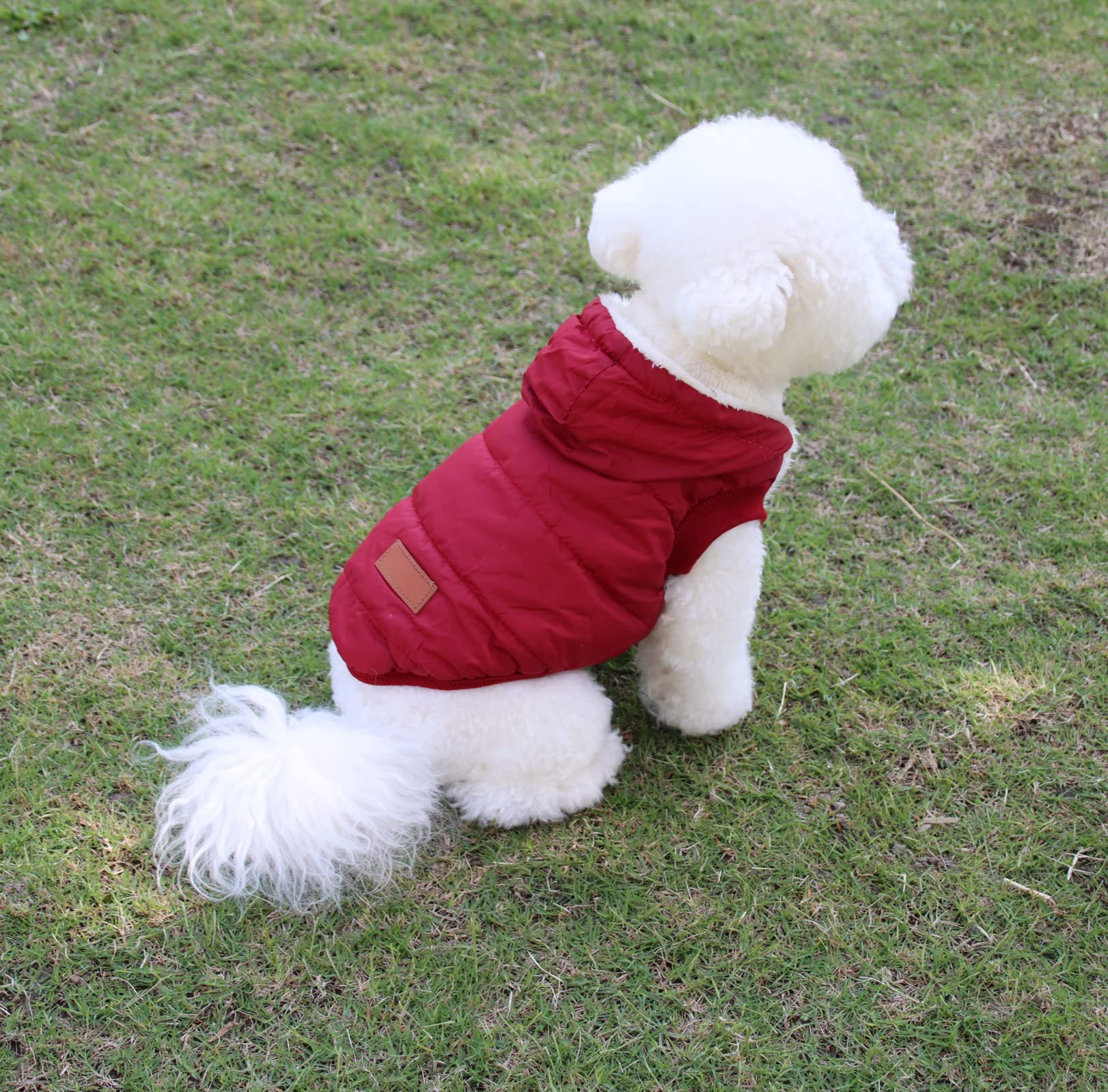 Vecomfy Fleece Lining Extra Warm Dog Hoodie In Winter For Large Dogs Jacket Pet Coats With Hooded,Red Xxxl