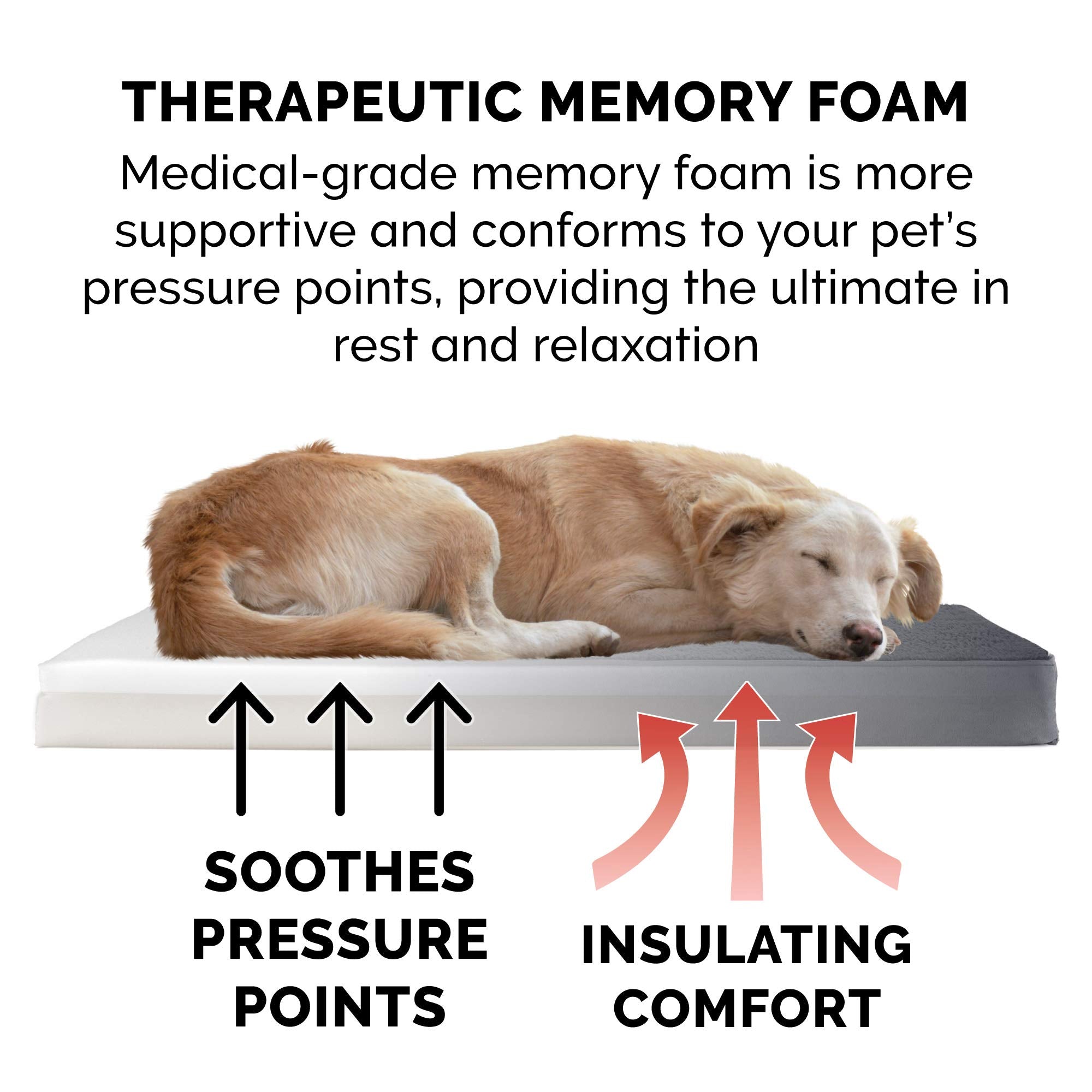 Furhaven Memory Foam Dog Bed for Large Dogs w/ Removable Washable Cover, For Dogs Up to 125 lbs - Terry & Suede Mattress - Gray,