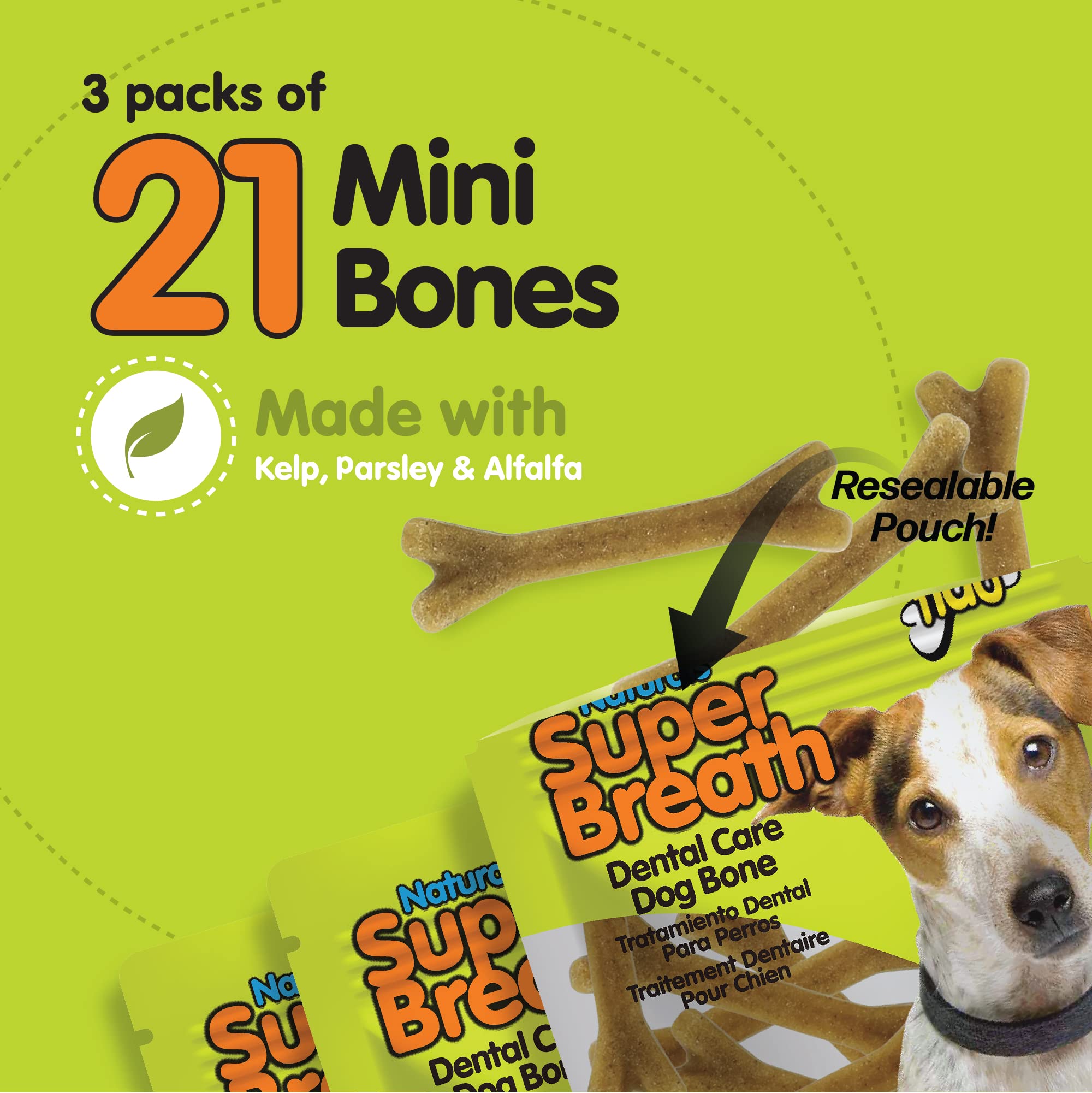 Fido Super Breath Dental Care Bones for Dogs - 4 Count Large Dog Dental Treats for Large Dogs (Made in USA) - Tasty Dog Dental C