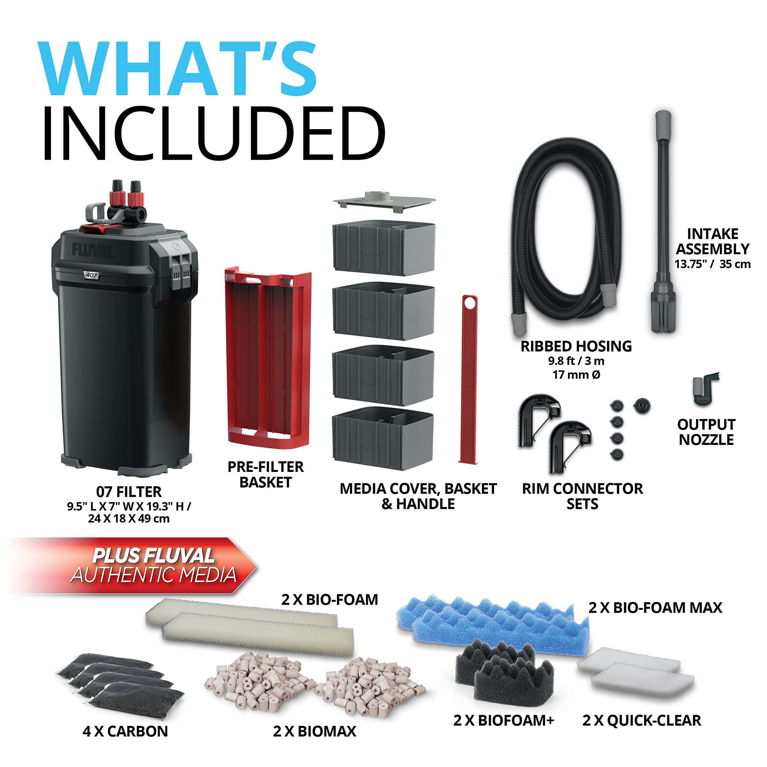 Fluval 407 Perfomance Canister Filter - For Aquariums Up To 100 Gallons - Aquarium Canister Filter