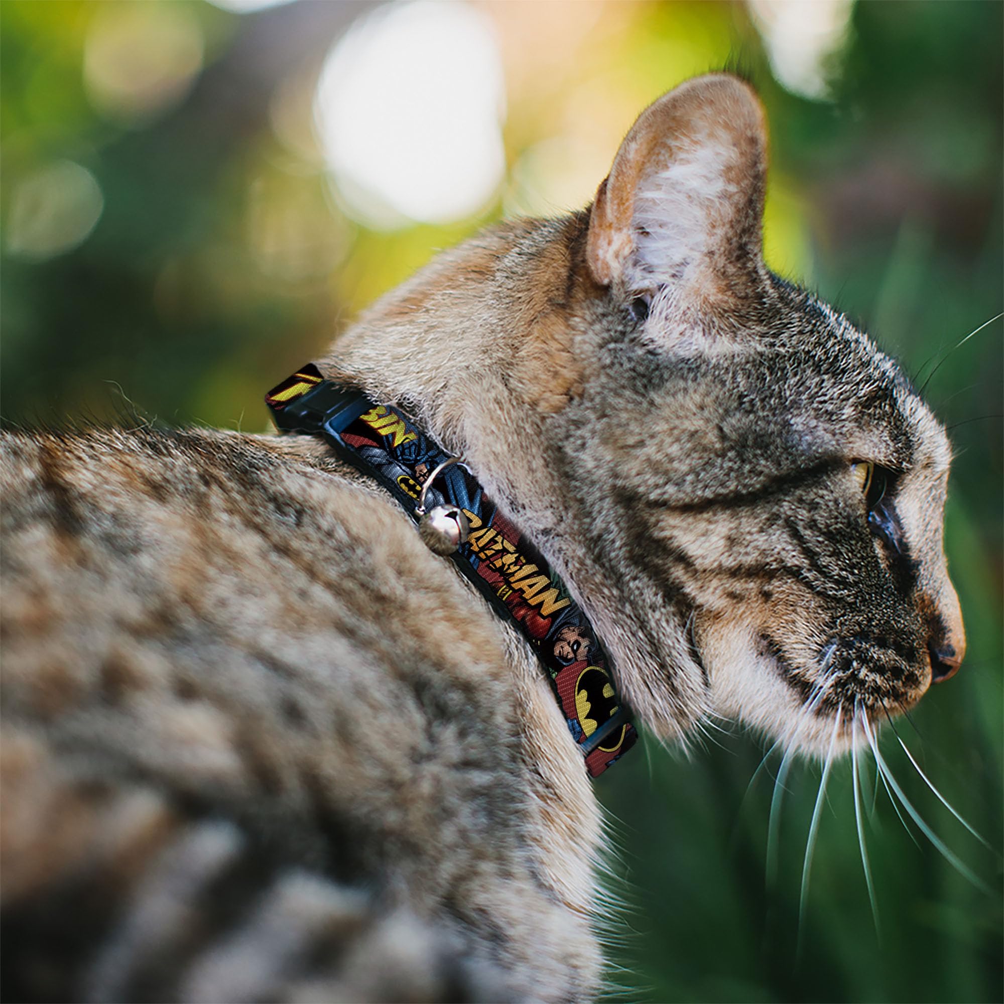 Cat Collar Breakaway Batman Robin In Action Text Burgundy 8 To 12 Inches 0.5 Inch Wide