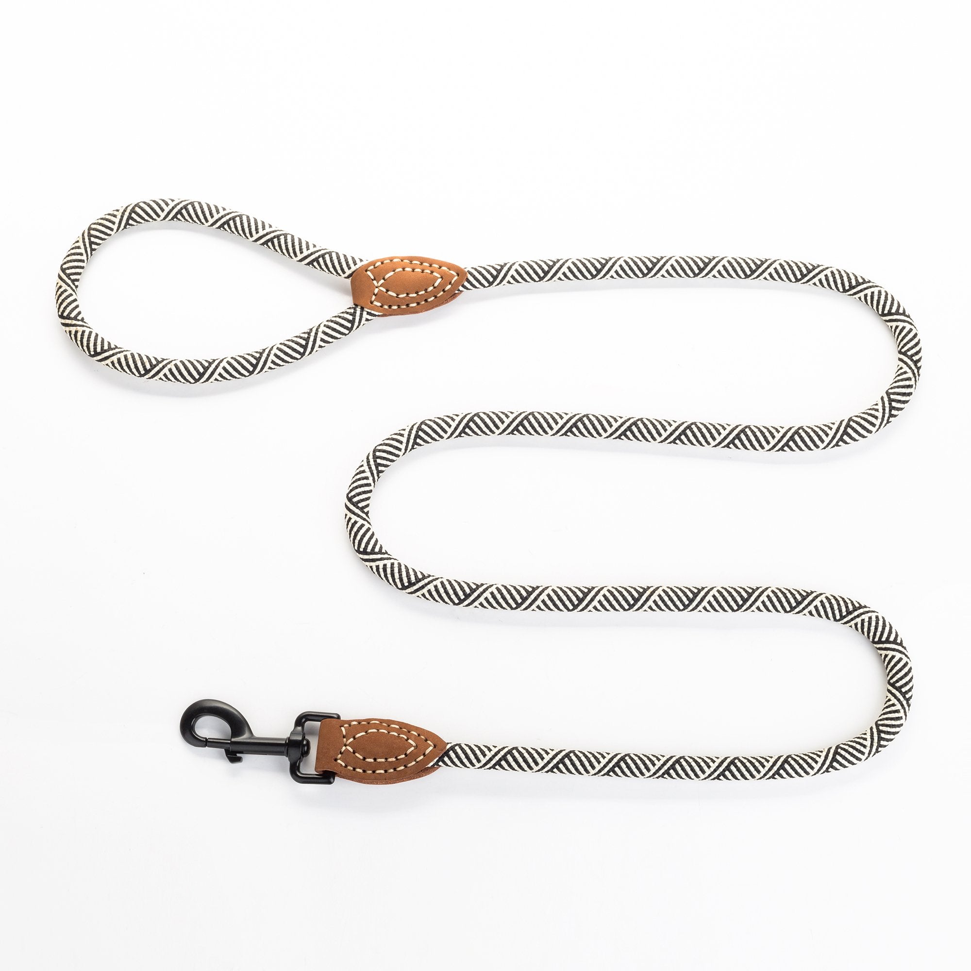 Mile High Life | Mountain Climbing Dog Rope Leash With Heavy Duty Metal Sturdy Clasp | Genuine Leather Tailored Connection With Strong Stitches (White, 48 Inch (Pack Of 1))