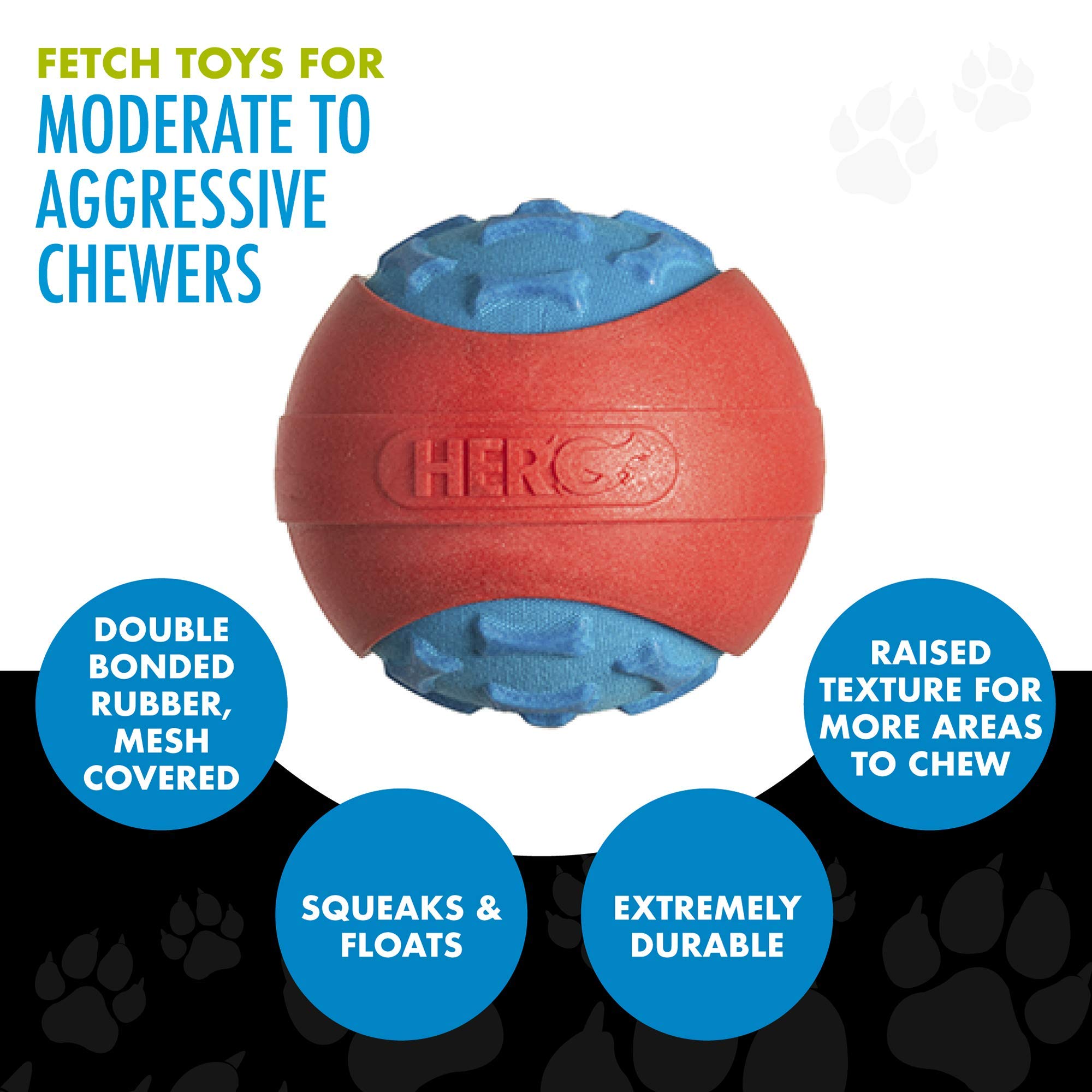 Hero  Outer Armor Ball  Dog Toys  Puppy Toys  Pet Toys  Large, 4 Inches (Blue)