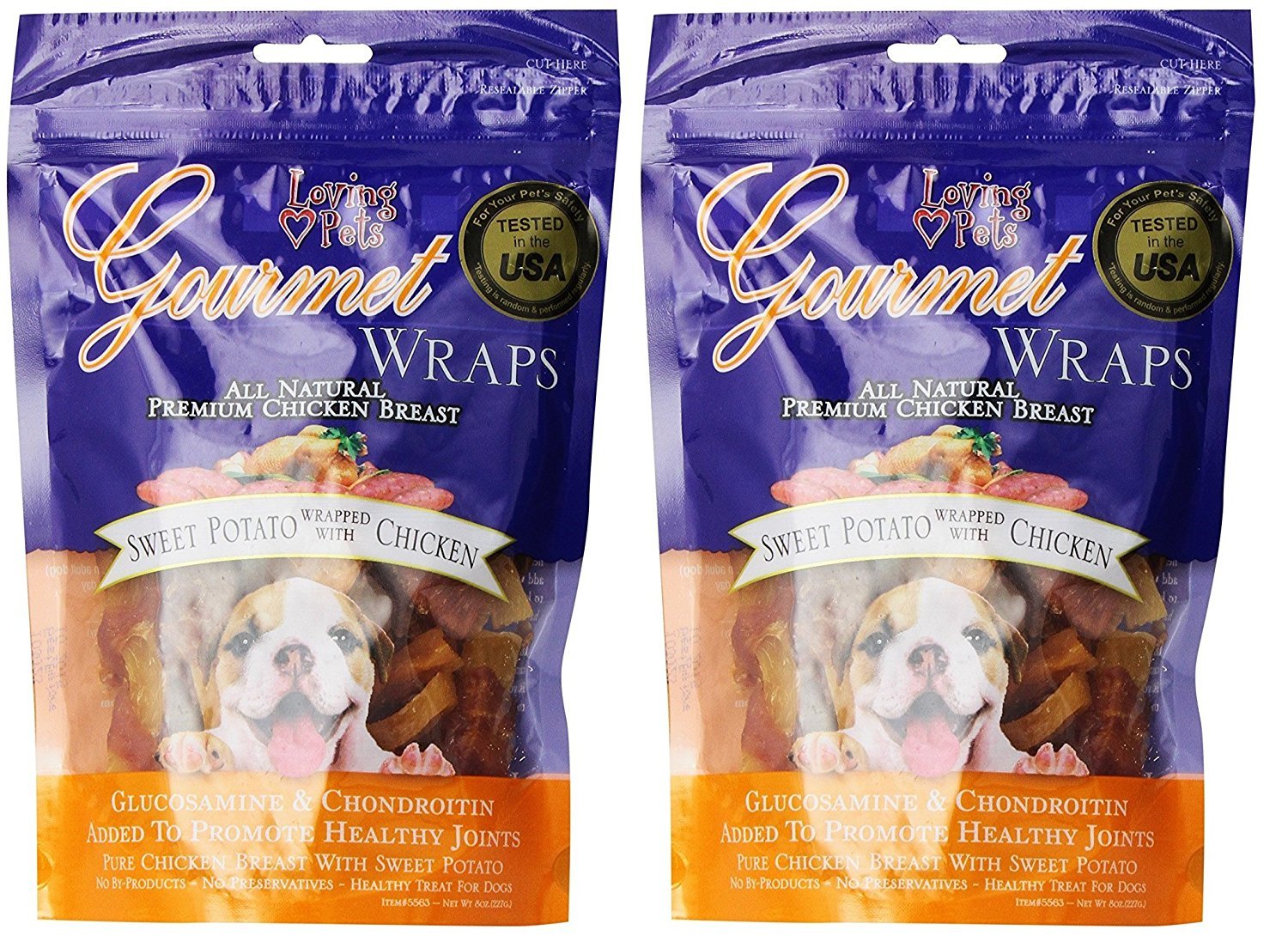 Loving Pets Gourmet Sweet Potato & Chicken Wraps Dog Treats with Glucosamine and Chondroitin, 2 Count
