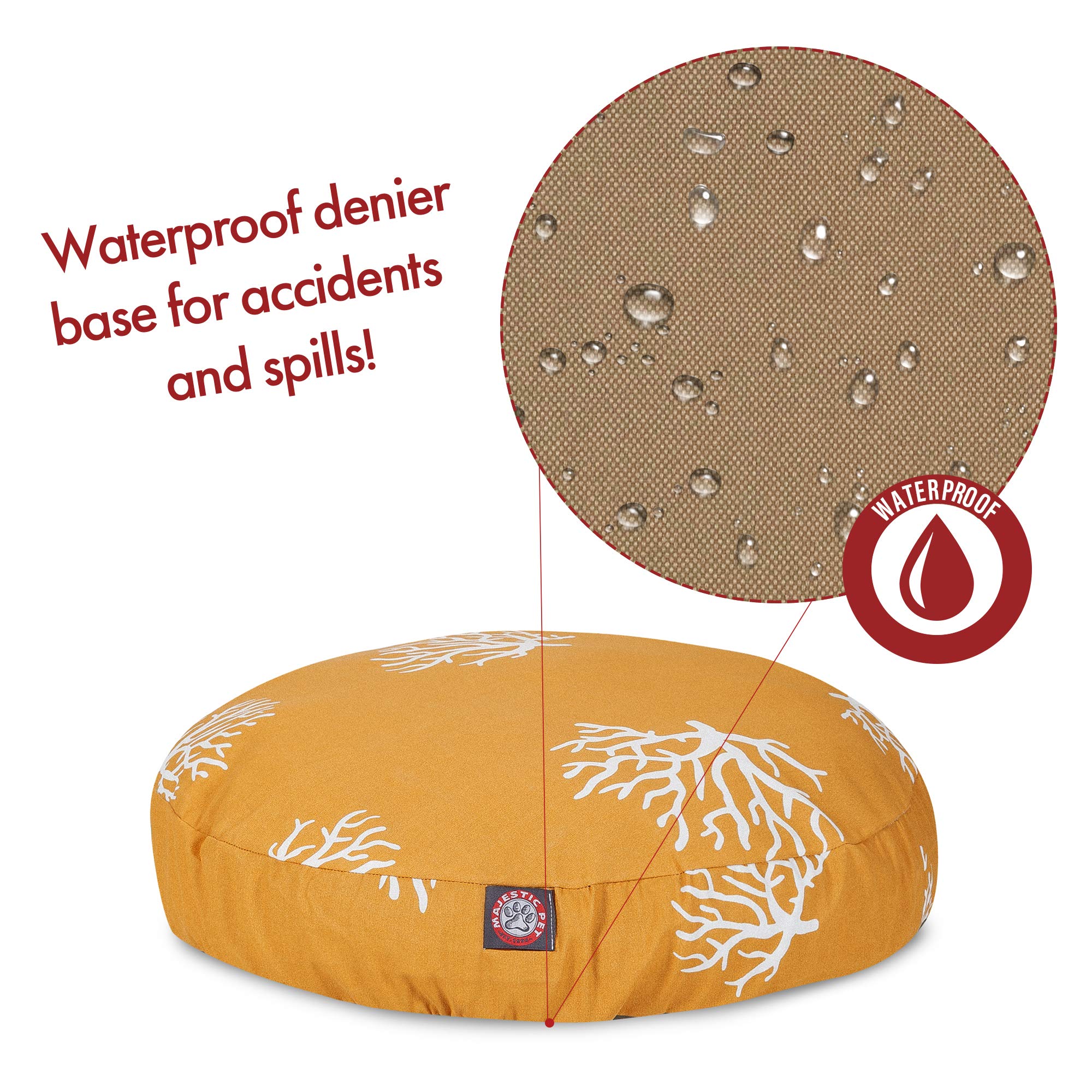 Yellow Coral Small Round Indoor Outdoor Pet Dog Bed With Removable Washable Cover By Majestic Pet Products