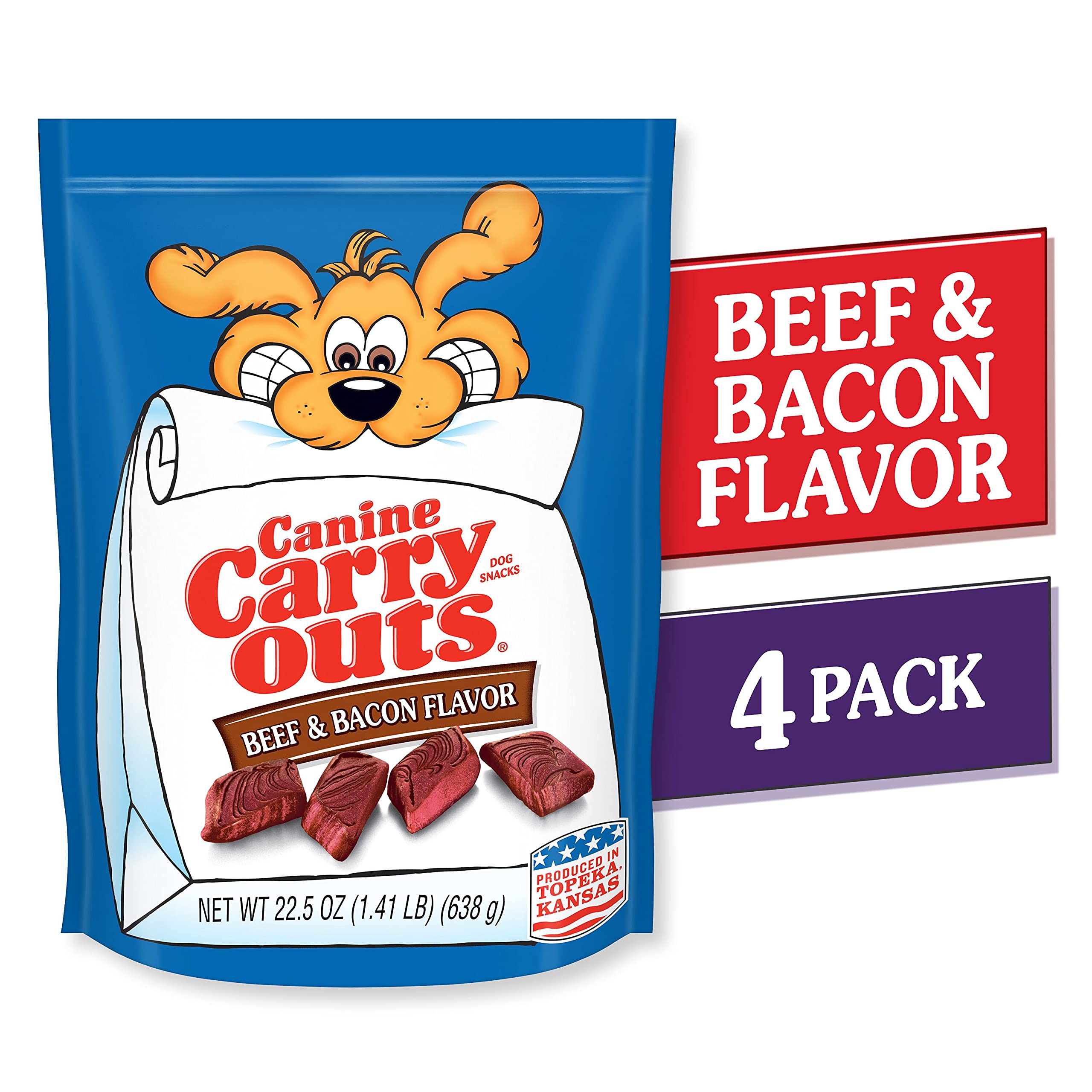 Canine Carry Outs Dog Treats, Beef & Bacon Flavor, 22.5 Ounce (Pack of 4)