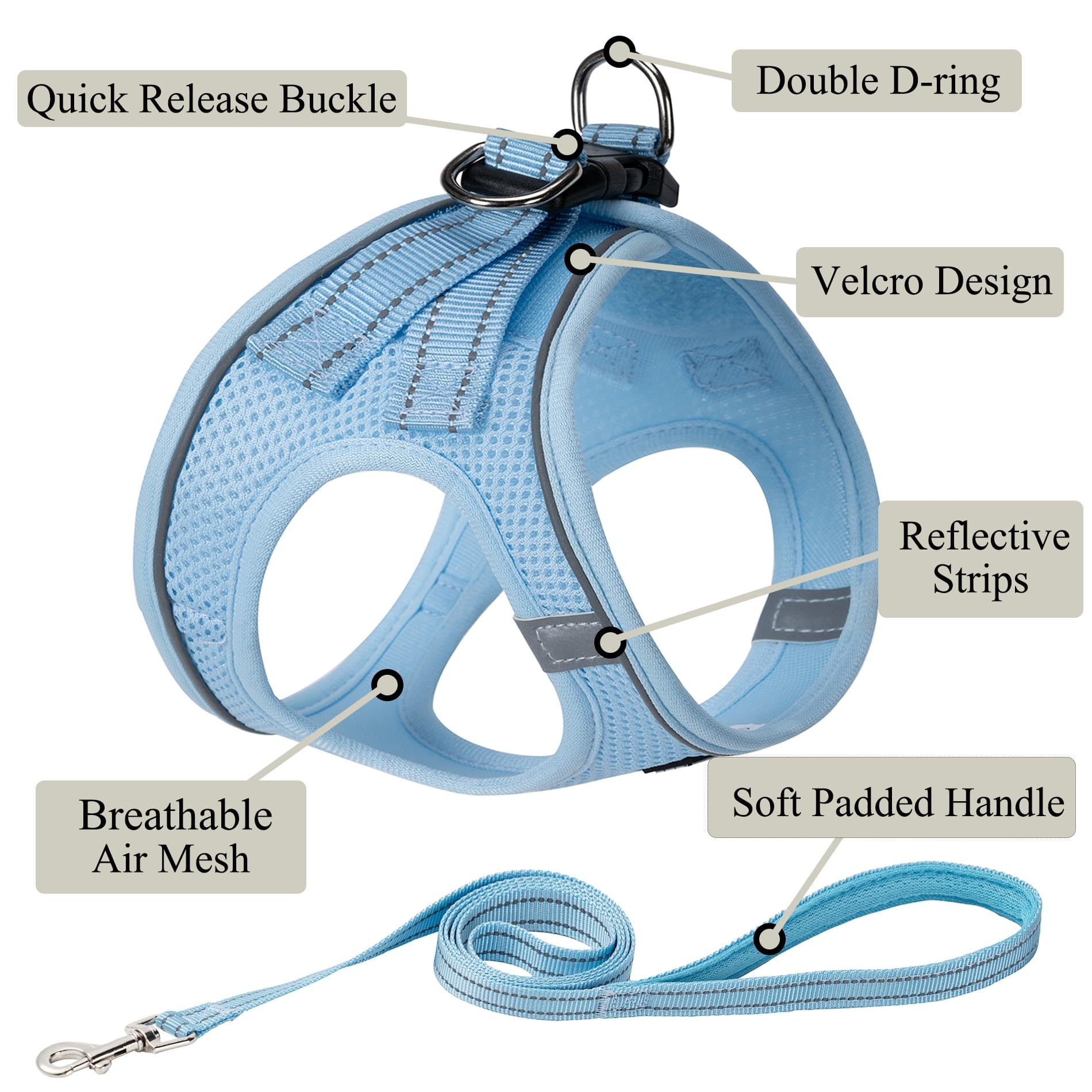 Dog Harness With Leash Set, No Pull Adjustable Reflective Step-In Puppy Pet Vest Harnesses For Small Medium Large Dogs And Cats,