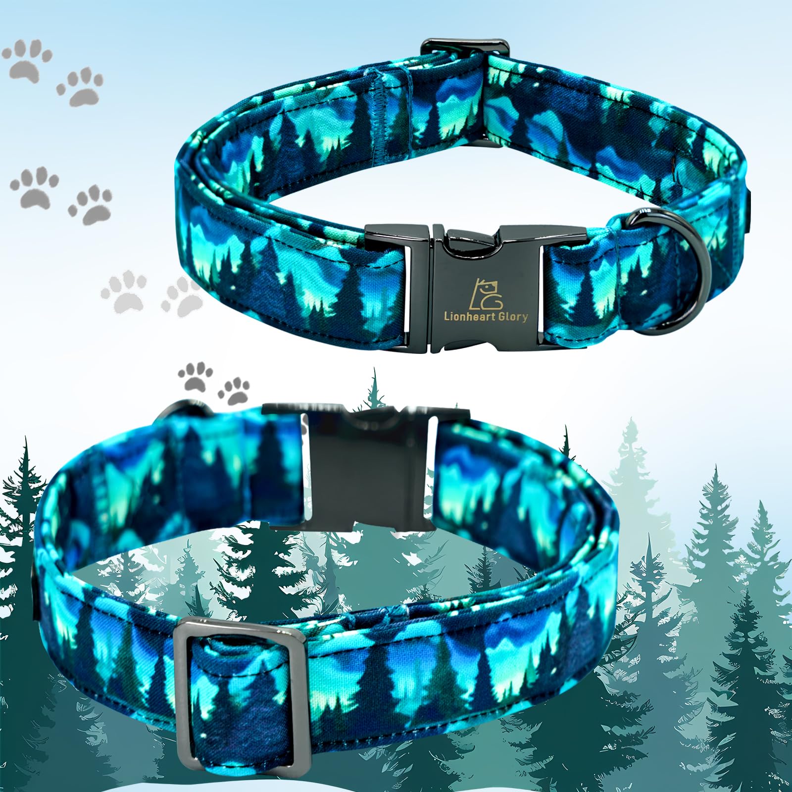 Lionheart Glory Dog Bow Collar Green Spring Summer Cute Collars For Medium Dogs, Soft Duty Adjustable Dog Collar With Bowtie Pet