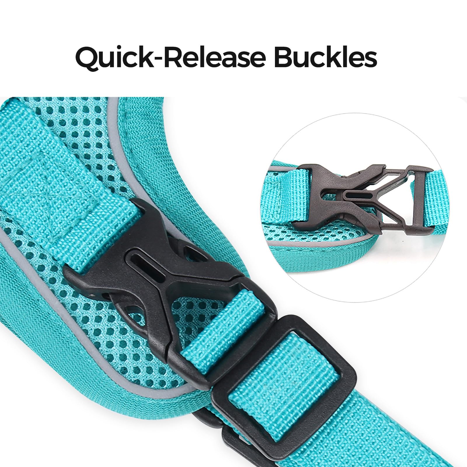 pangdi Cat Harness and Leash Set Escape Proof Tactical Medium Kitten Harness Emotional Support Cat Vest, Turquoise, M
