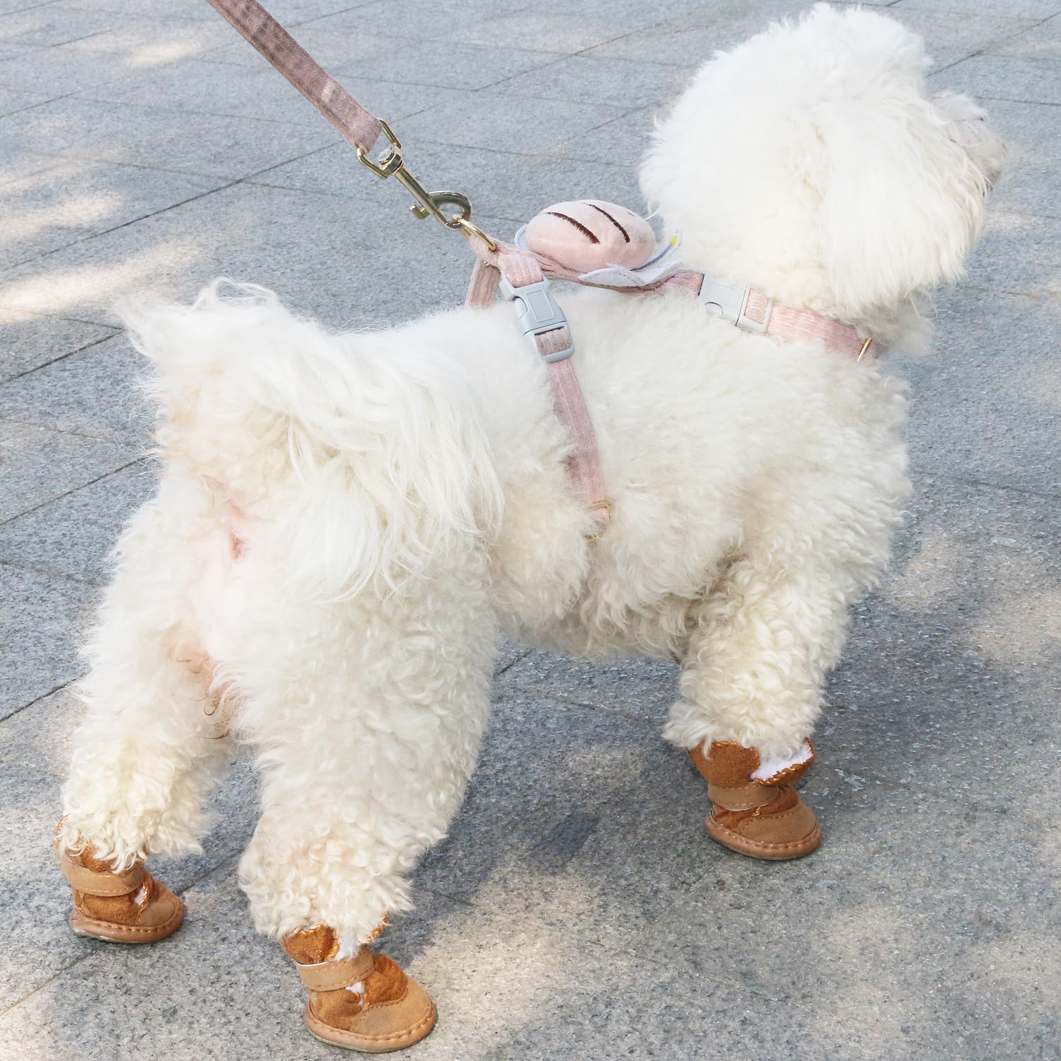Urbest Dog Shoes With Hook Loop Closure Booties Pet Dog Chihuahua Shoes Boots, 4Pcs (1#, Brown)