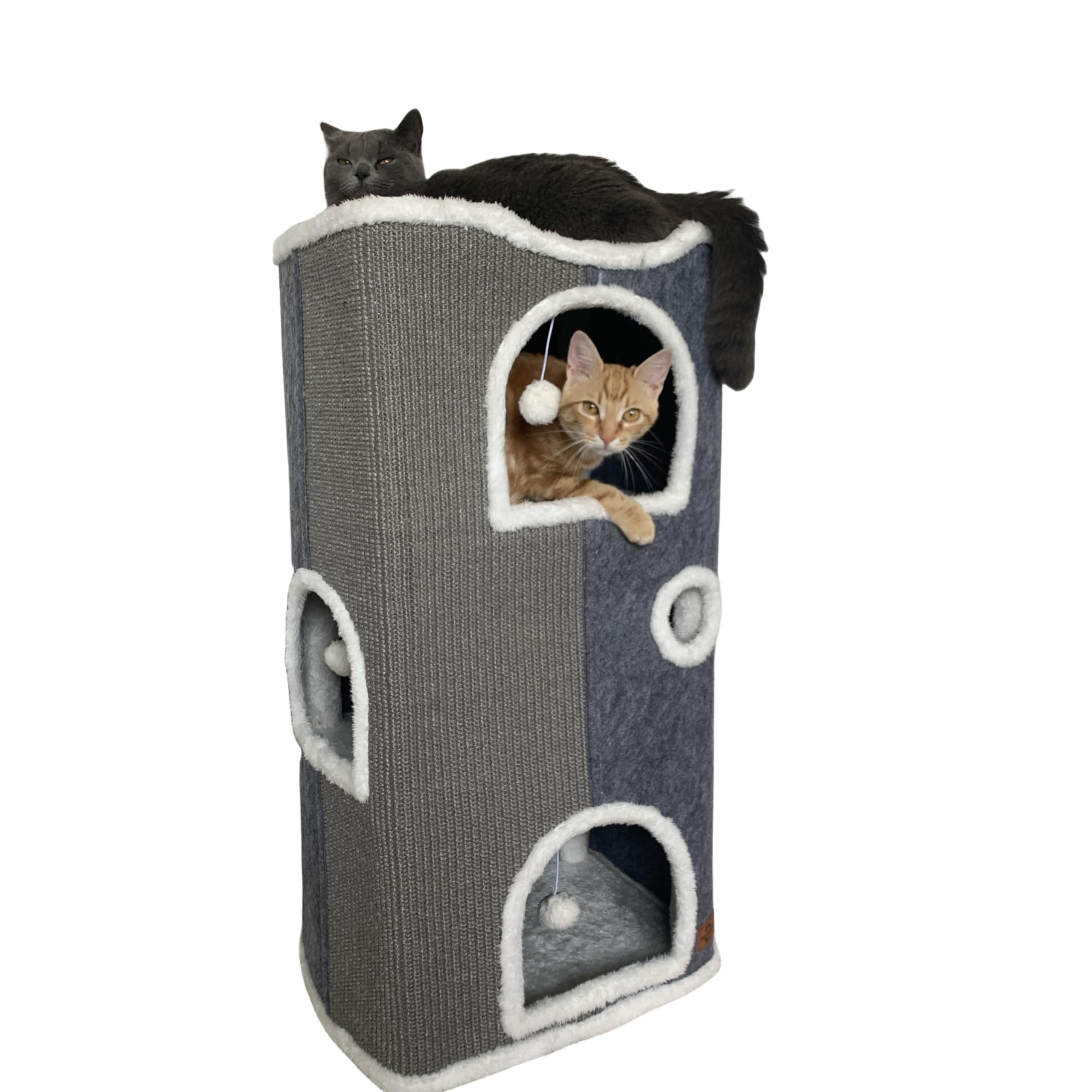 Heerduos 4-Level Cat House For Indoor Cats,Covered Cat Beds And Furniture With Scratch Pad,Hideaway Cave &Cushions,Modern Cat To