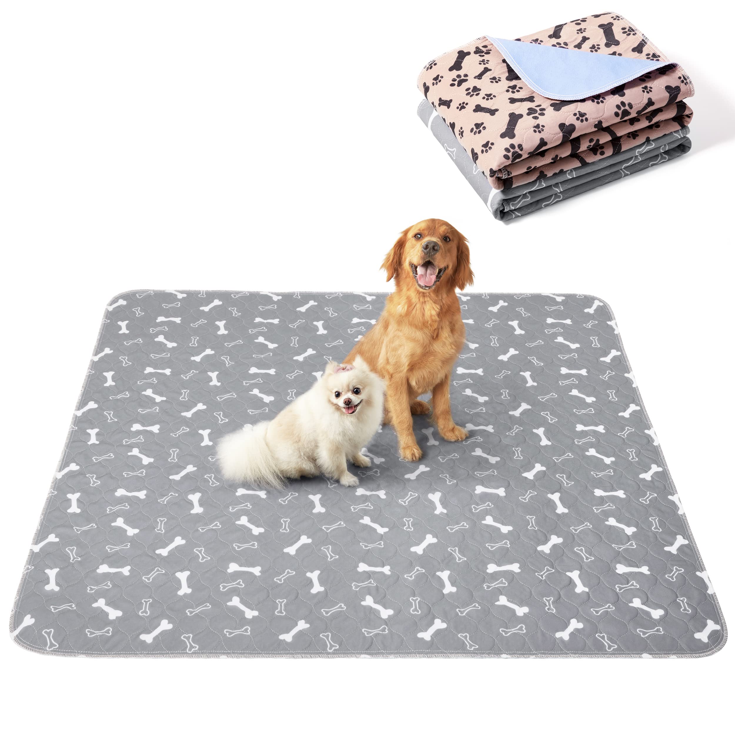 Eterish Reusable Washable Pee Pads For Dogs Extra Large 48 ' ' X 60 ' ' 2 Pack, Absorbent Pet Puppy Dog Training Pads Non-Slip, 