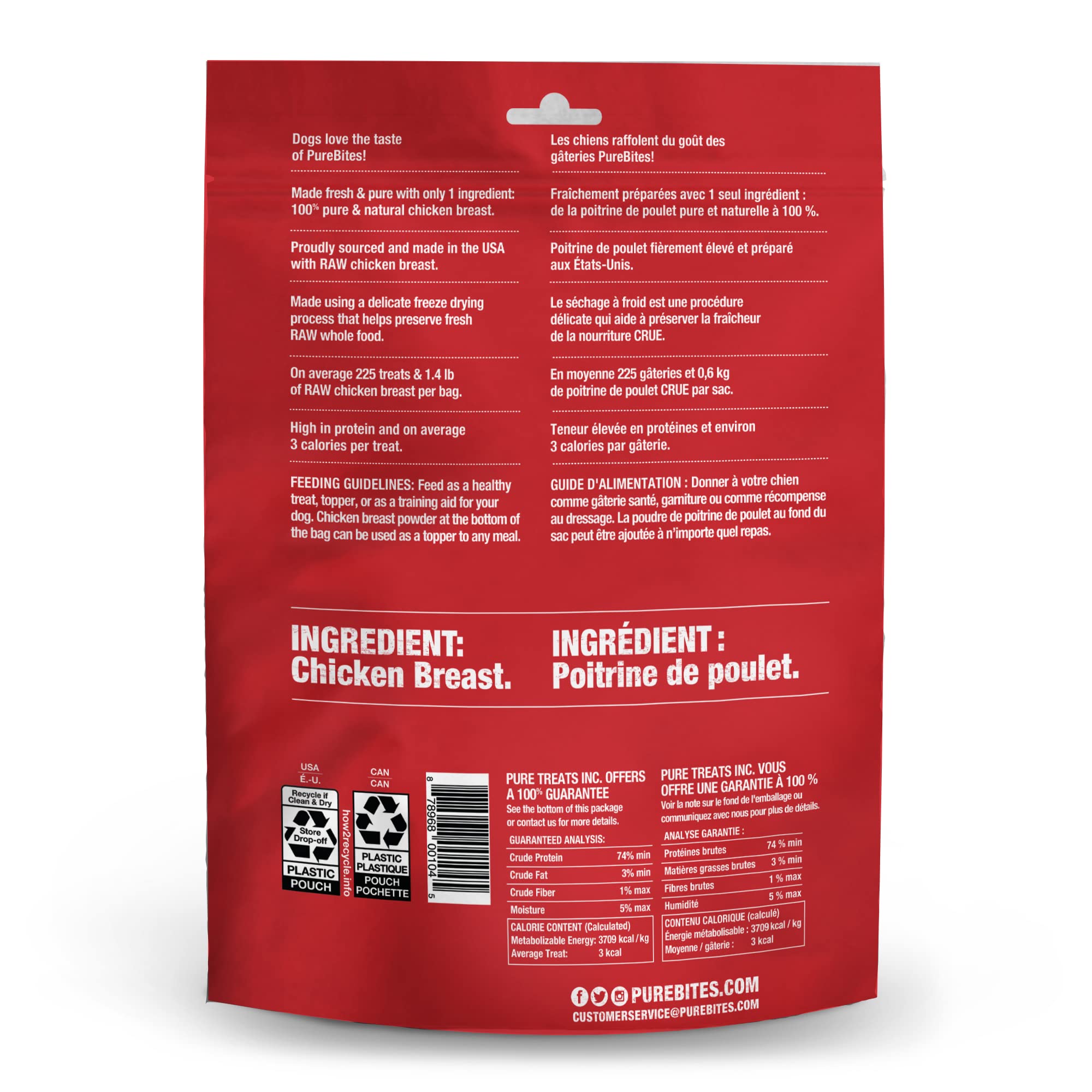 PureBites Chicken Freeze Dried Dog Treats, 1 Ingredient, Made in USA, 6.2oz