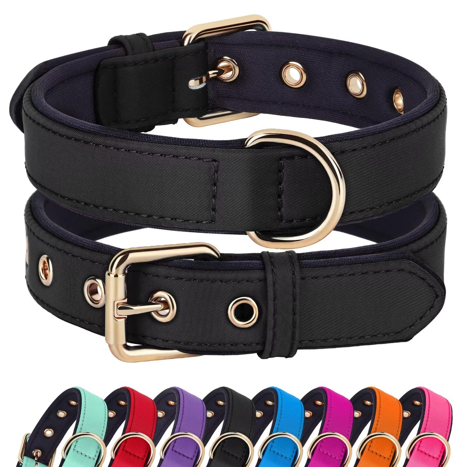 Didog Soft Padded Dog Collars For Small Dogs, Lightweight And Breathable Dog Collar Waterproof With Metal Buckle For Puppy, Blac