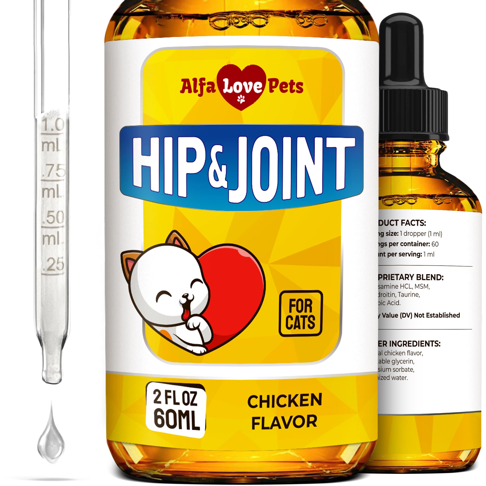 Cat Joint Supplement for All Breeds - Glucosamine for Cats and Kittens - Glucosamine, Chondroitin, MSM for Hip & Joint Care - Na
