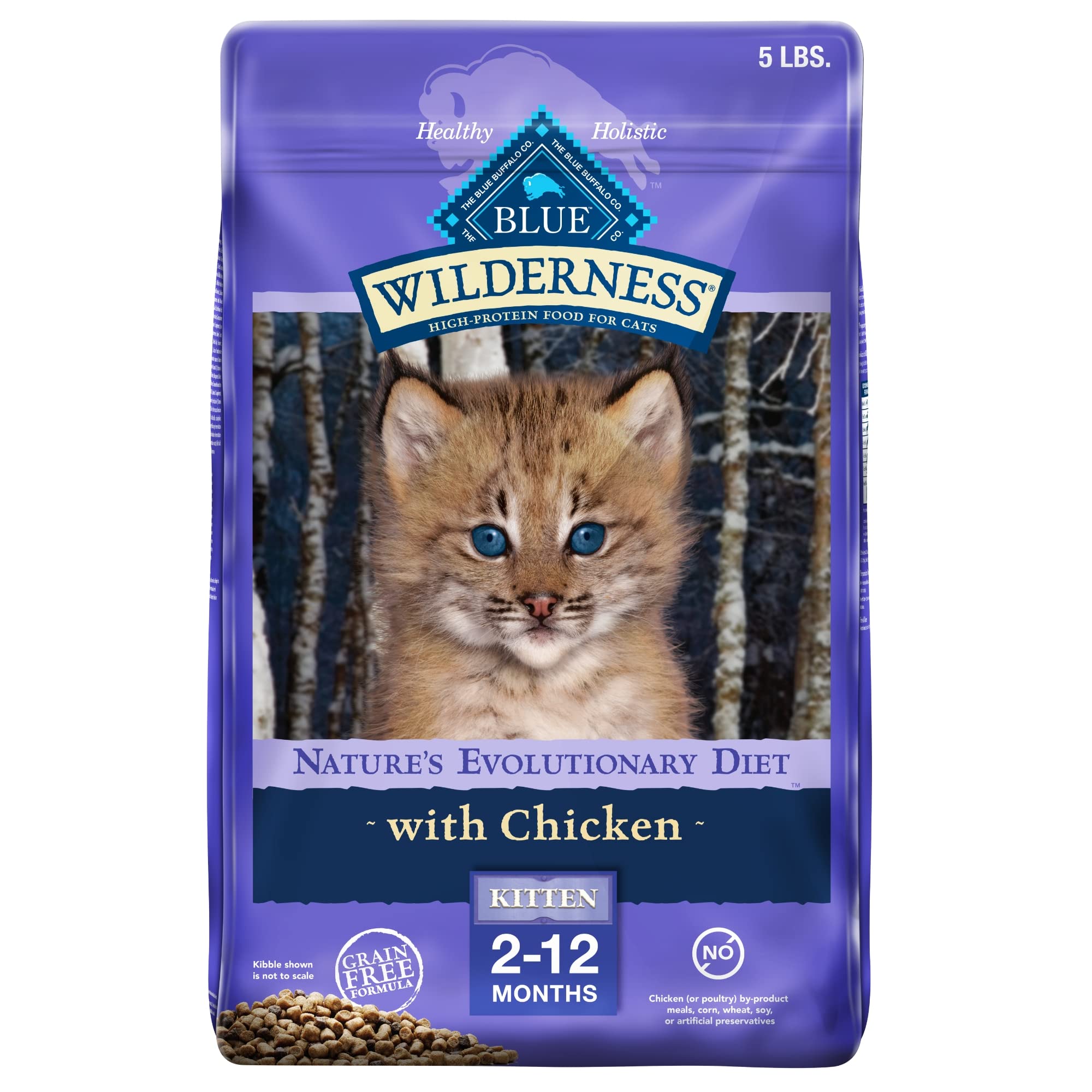 Blue Buffalo Wilderness Natural Kitten Dry Cat Food, with DHA and ARA to Support Brain and Eye Development, High-Protein and Gra