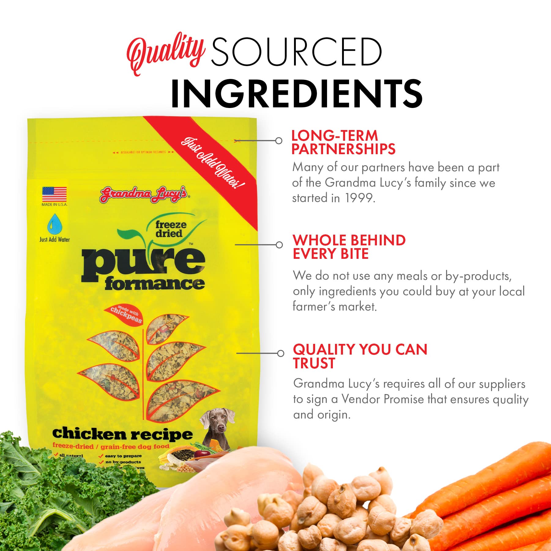 GrandmaLucy Pureformance Freeze Dried Grain Free Chicken Recipe Dog Food 1 Lbs