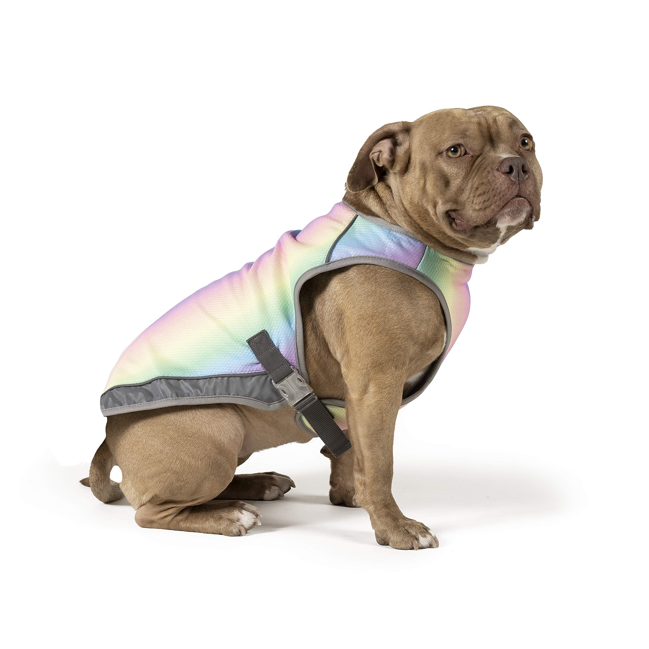 Canada Pooch Dog Cooling Vest - Evaporative Cooling Vest For Dogs With Breathable Mesh Material & Reflective Lining, Adjustable Dog Cooling Vest (28 (27-29' Back Length), Rainbow)