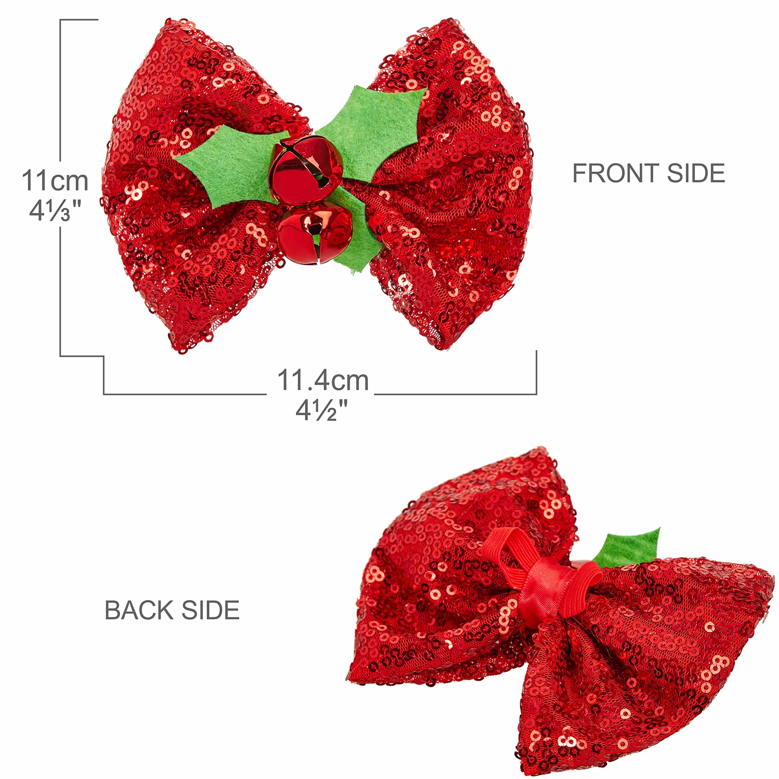 Blueberry Pet Christmas Holly Adjustable Dog Collar With Bowtie - Dog Collars For Small Dogs, Holiday Dog Collars, Christmas Col