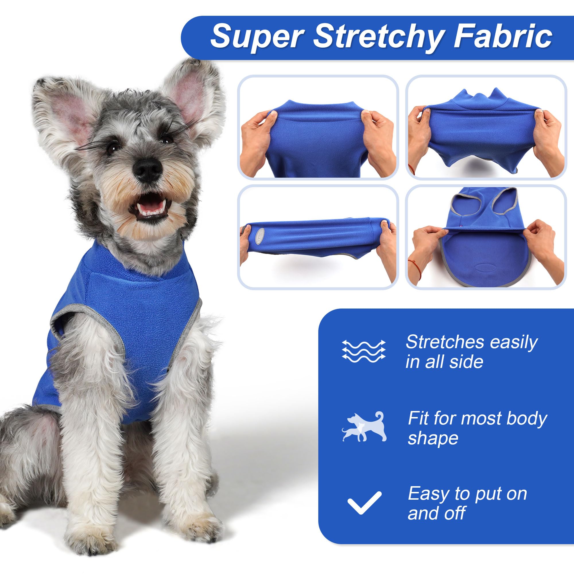 Cyeollo 2 Pack Fleece Dog Sweater Pullover Pet Sweatshirt Reflective Lightweight Dog Clothes Sweaters For Large Dogs Boy Girl Pe