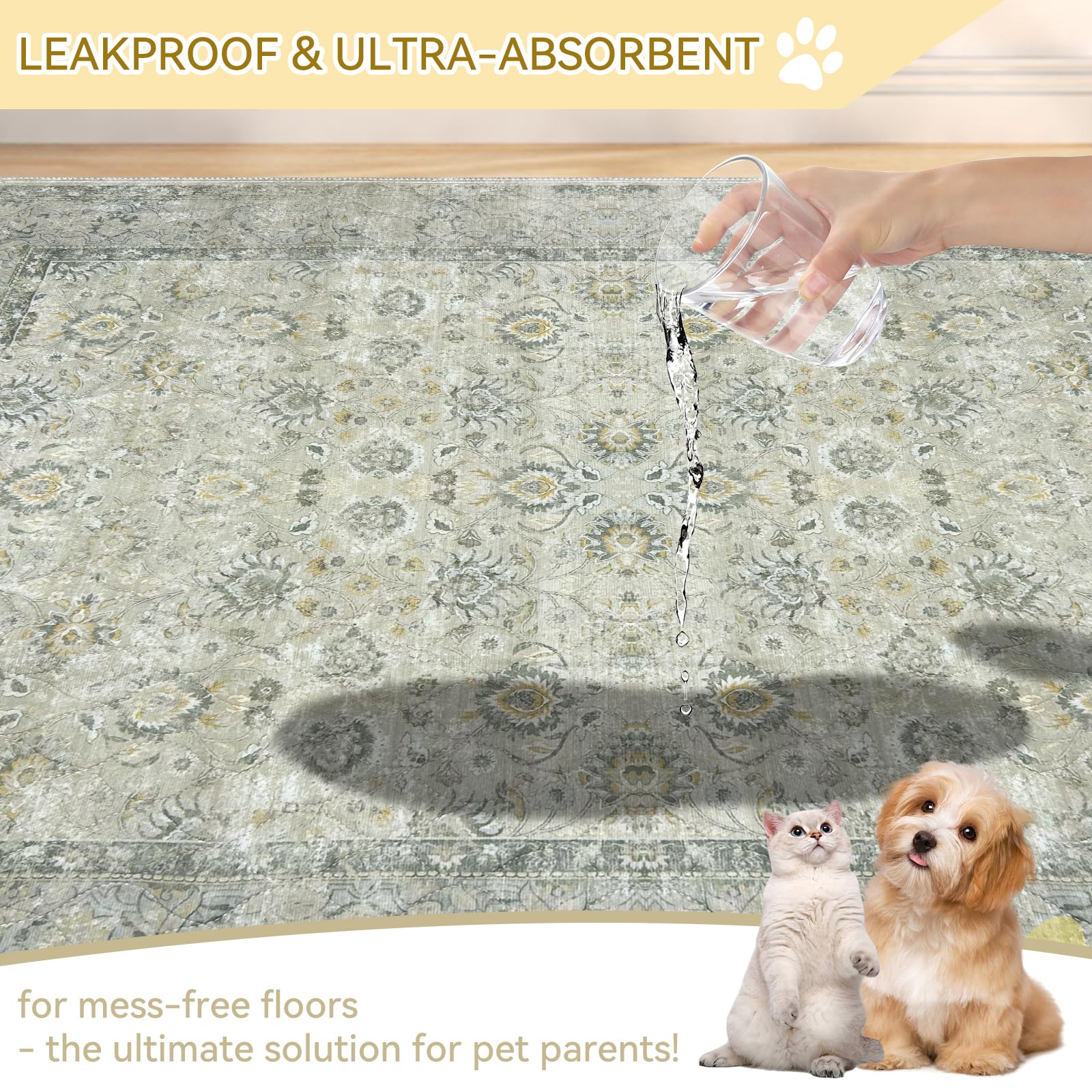 Damiroon Washable Dog Pee Pads - Reusable Absorbent Puppy Training Pads, Leakproof(36'' X41'',2 -Pack) For Indoor/Outdoor Use