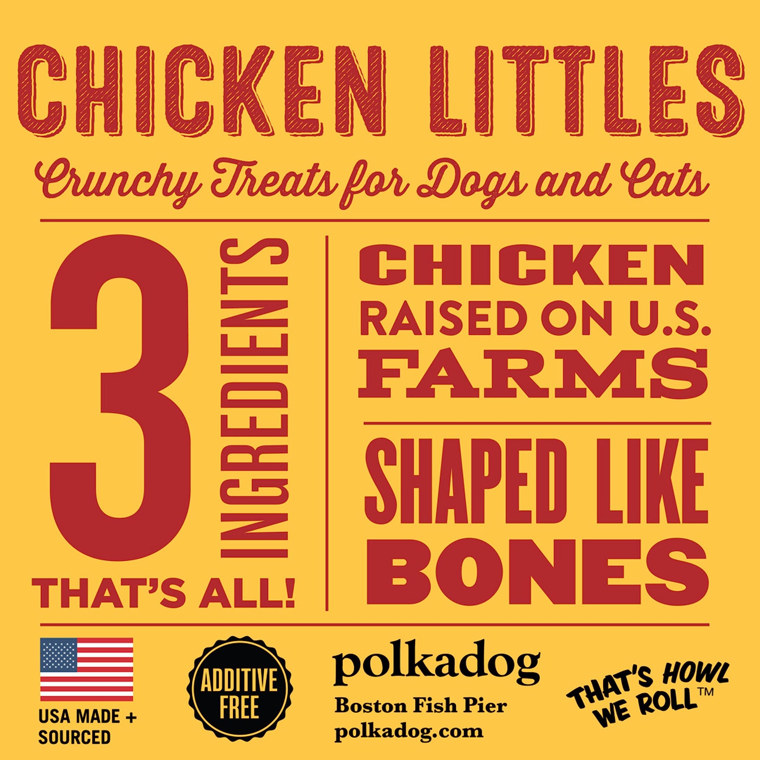 Polkadog Chicken Littles Bone Shaped Dog Treats - Crunchy, All Natural, Limited Ingredient Healthy Treats. Handcrafted & Made in