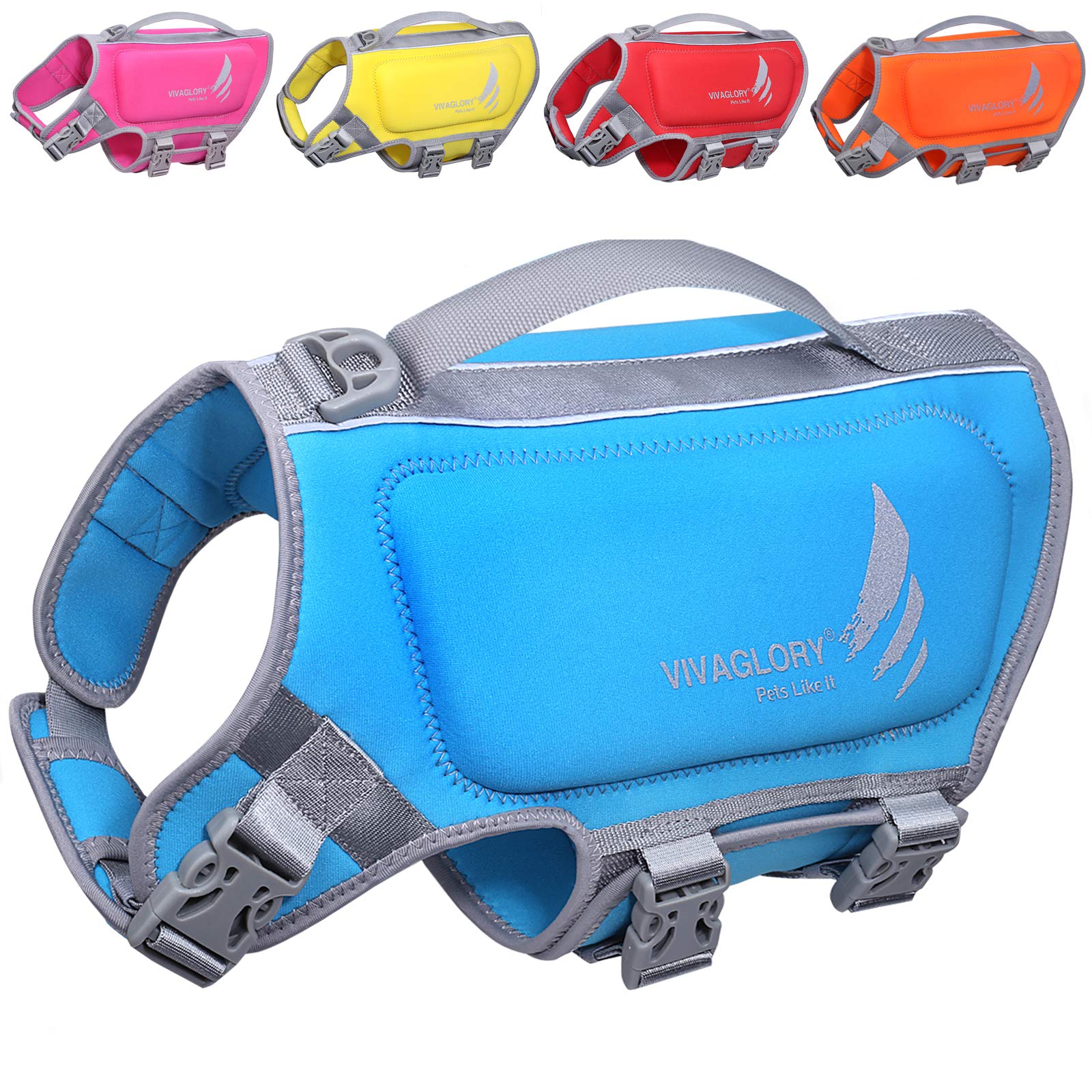 Vivaglory Lightweight Dog Life Jacket, Pet Life Preserver Life Vest Skin-Friendly Neoprene For Small Dogs With D-Ring And Quick 